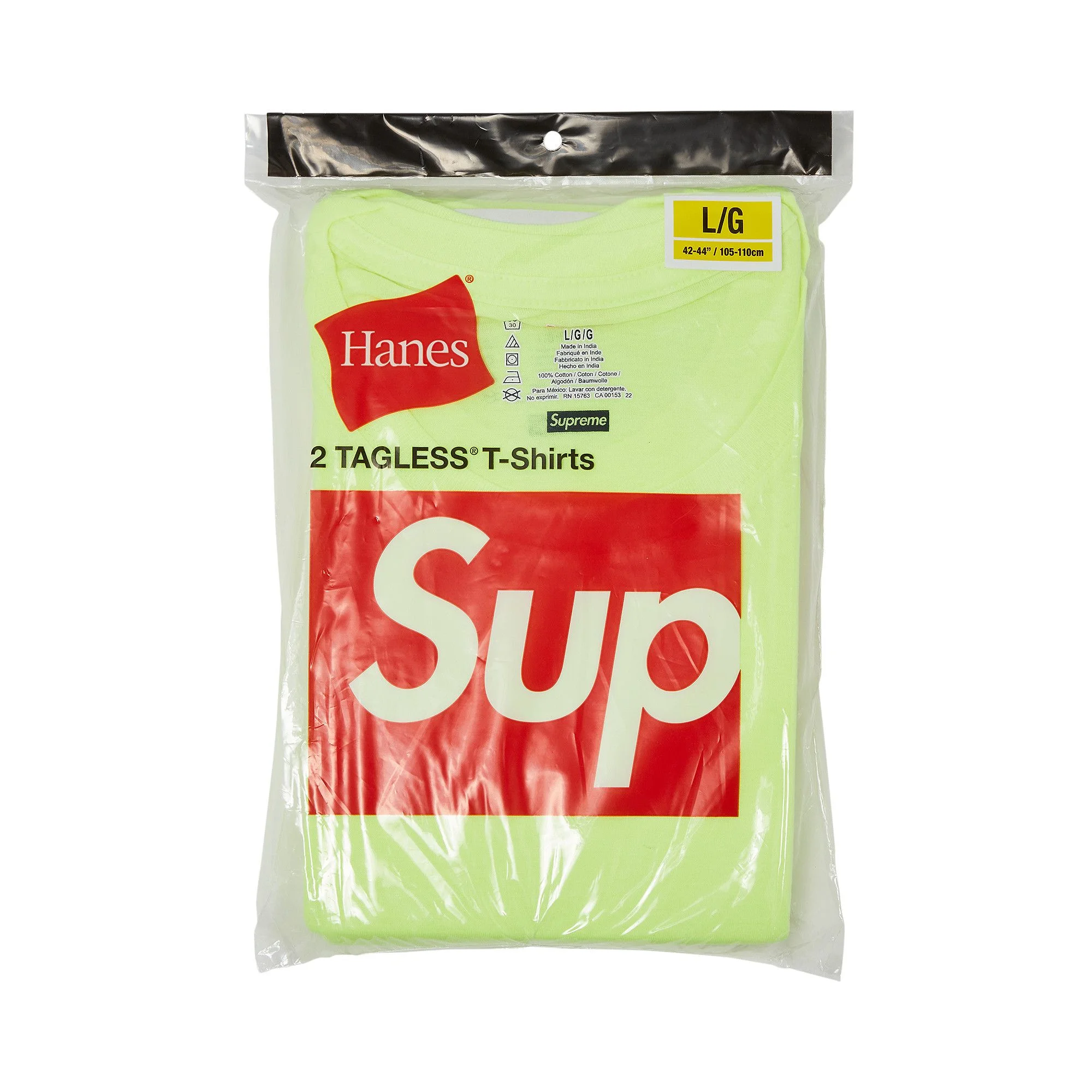 Supreme x Hanes Tagless Tees (2 Pack) 'Fluorescent Yellow' - 1