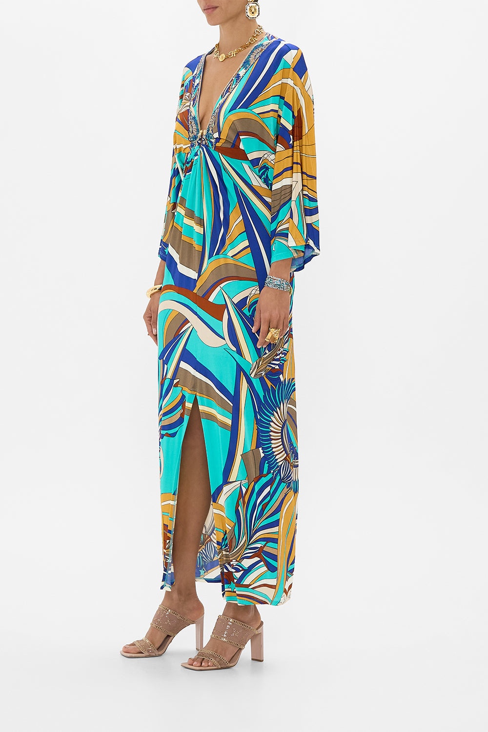 DRAPED JERSEY DRESS WITH HARDWARE - 4