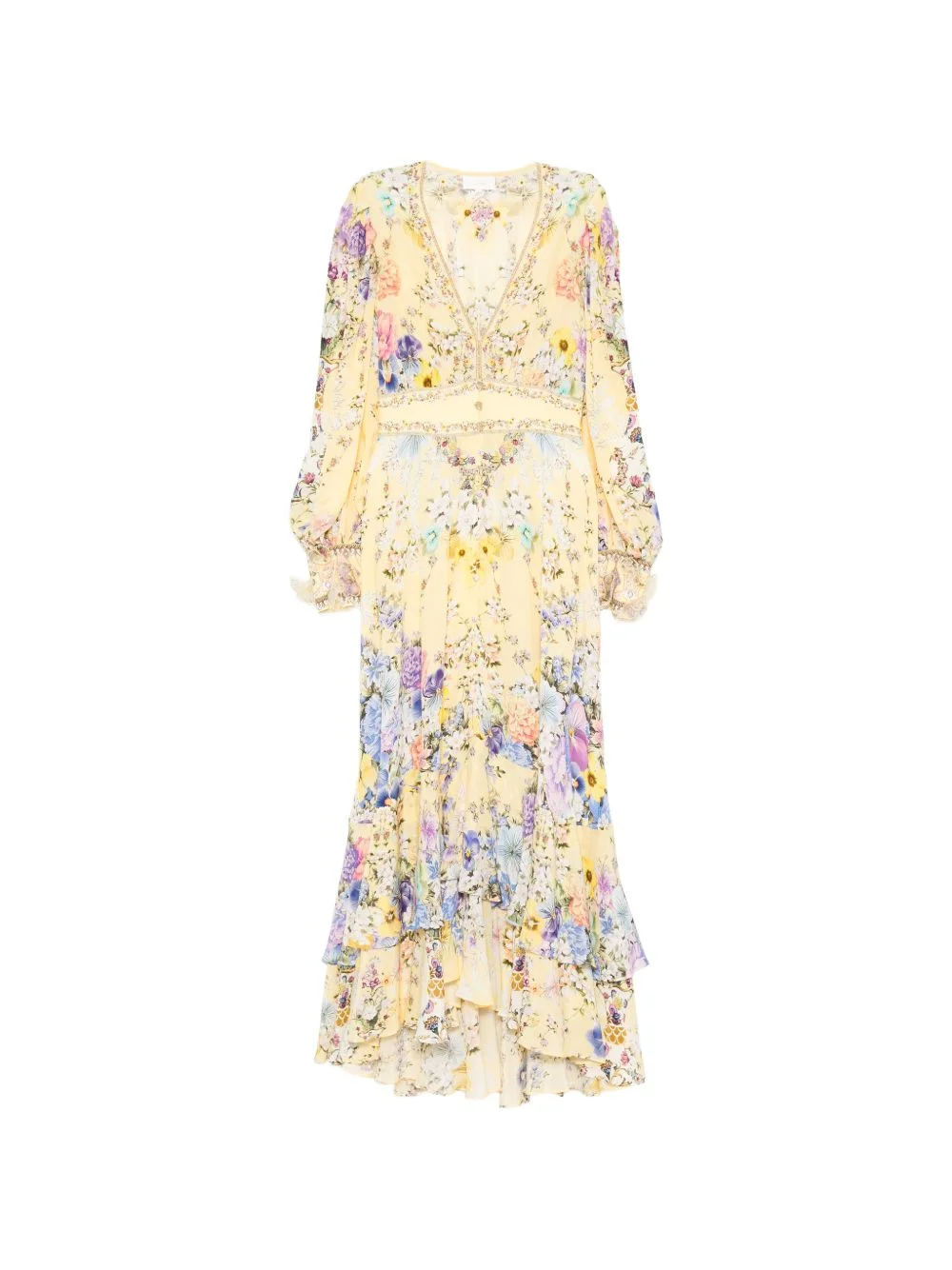 ruffled floral-print midi dress - 1