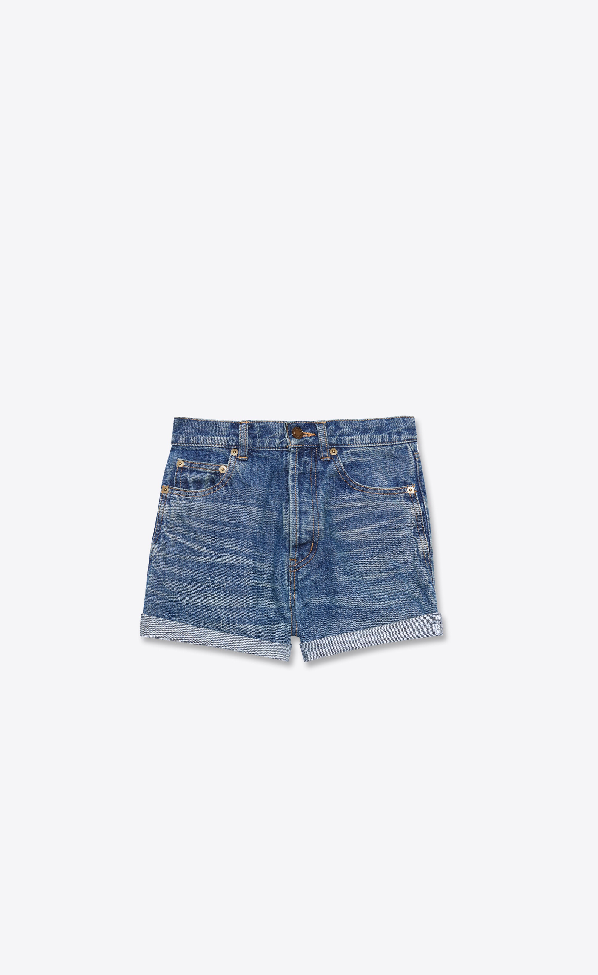 slim-fit shorts in authentic dark blue denim - 1