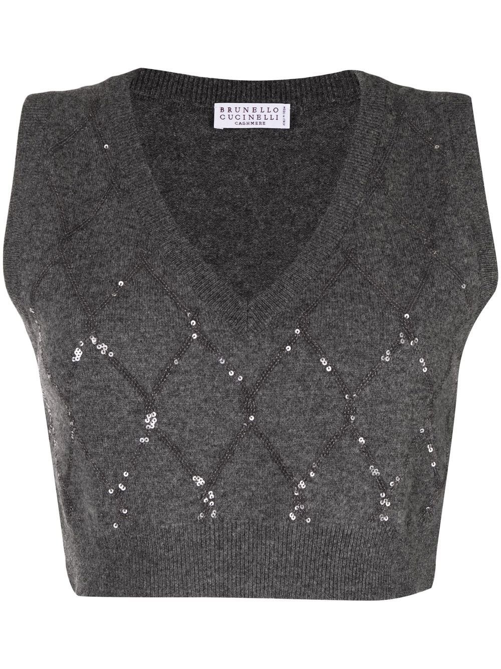 sequin v-neck top - 1