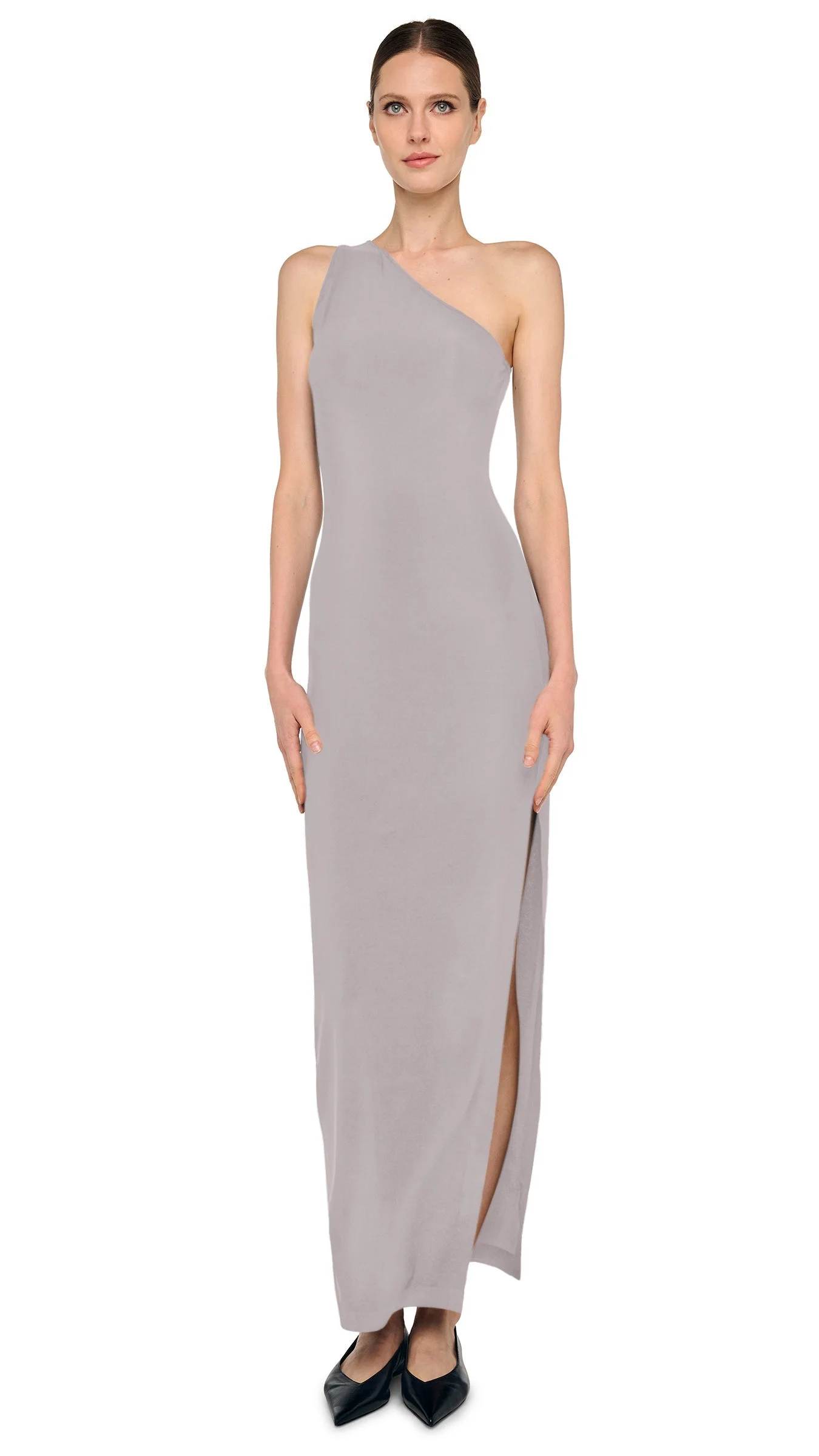 ONE SHOULDER LONG DRESS W/ SIDE SLIT - 1