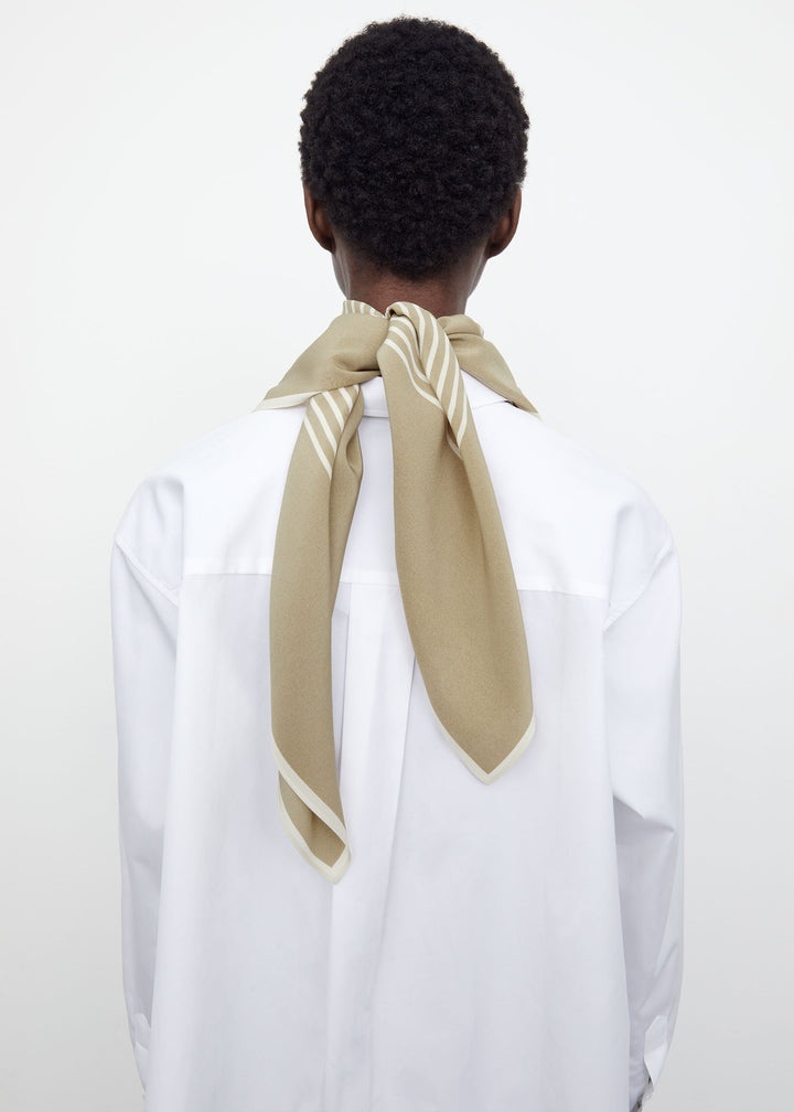 Centered monogram silk scarf peanut butter 4