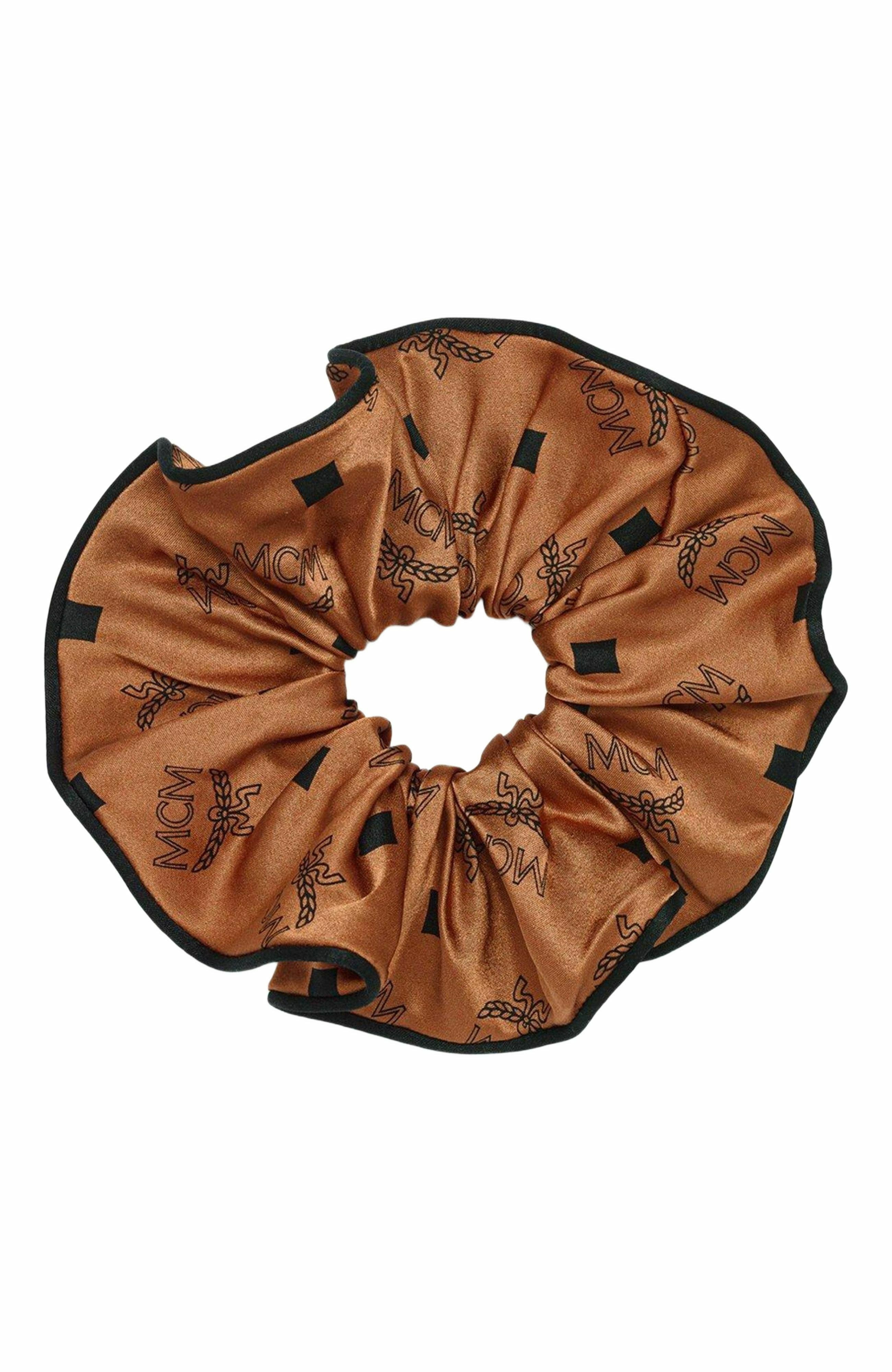 MCM Monogram Print Silk Scrunchie in Cognac at Nordstrom - 1