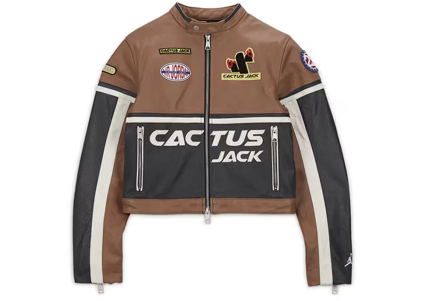 Jordan x Travis Scott Cactus Jack Women's Leather Jacket Archaeo Brown - 1