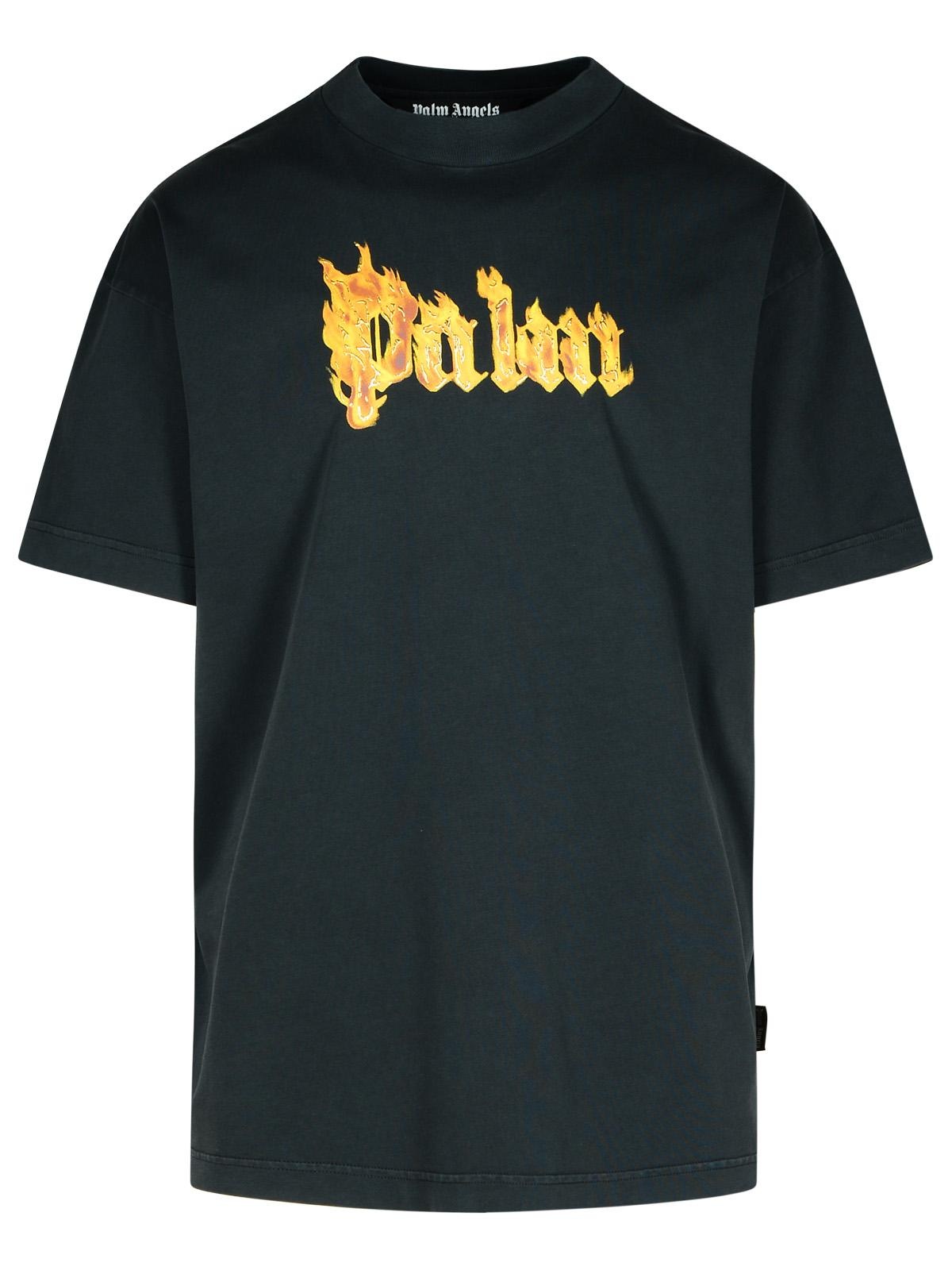 Palm Angels 'Burning Palm' Black Cotton Oversize T-Shirt Man - 1