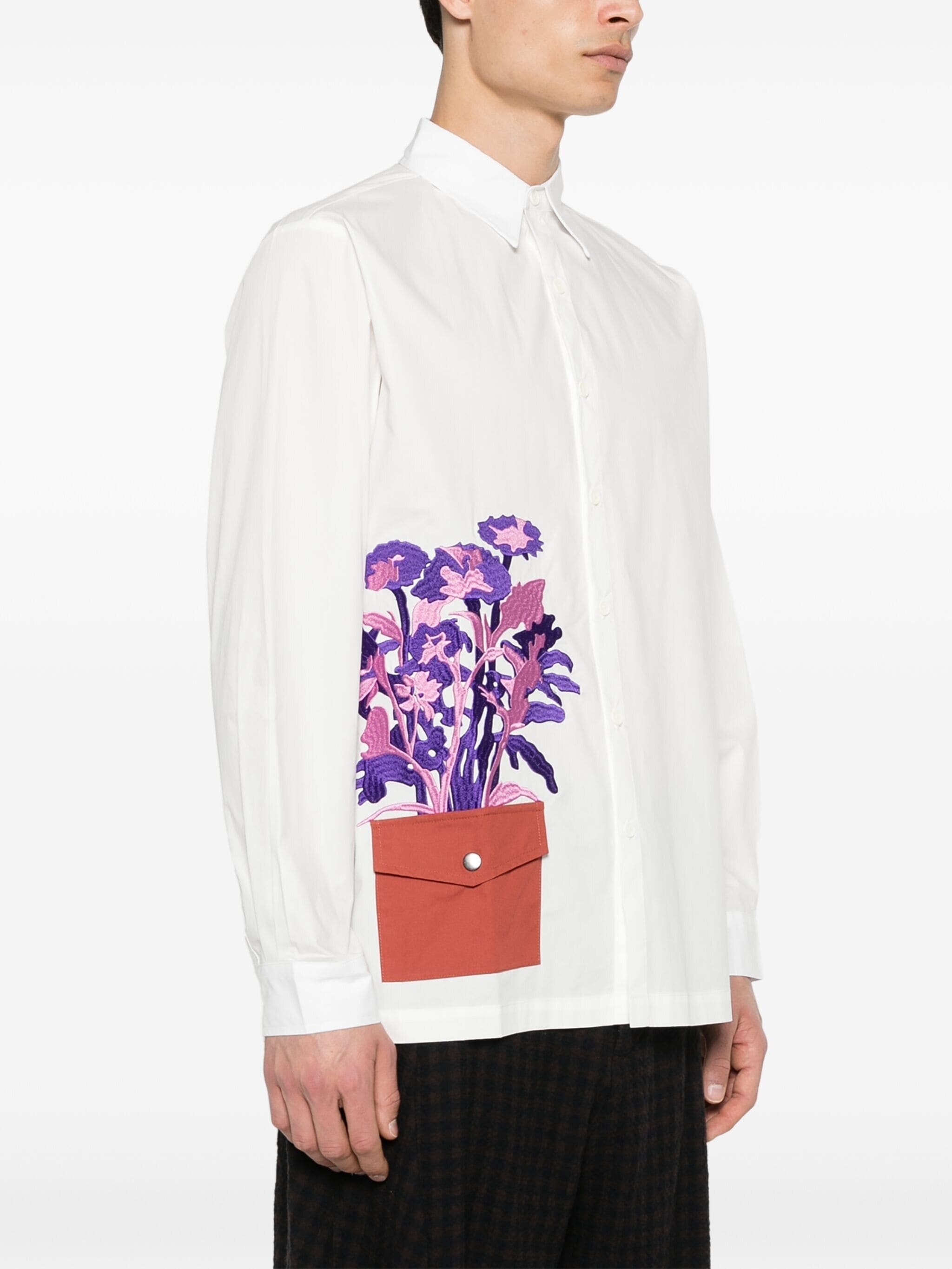 floral-vase embroidered shirt - 3