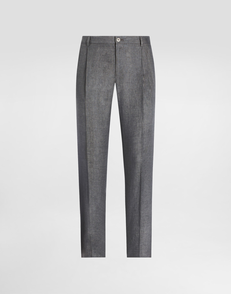 Washed linen canvas trousers 1
