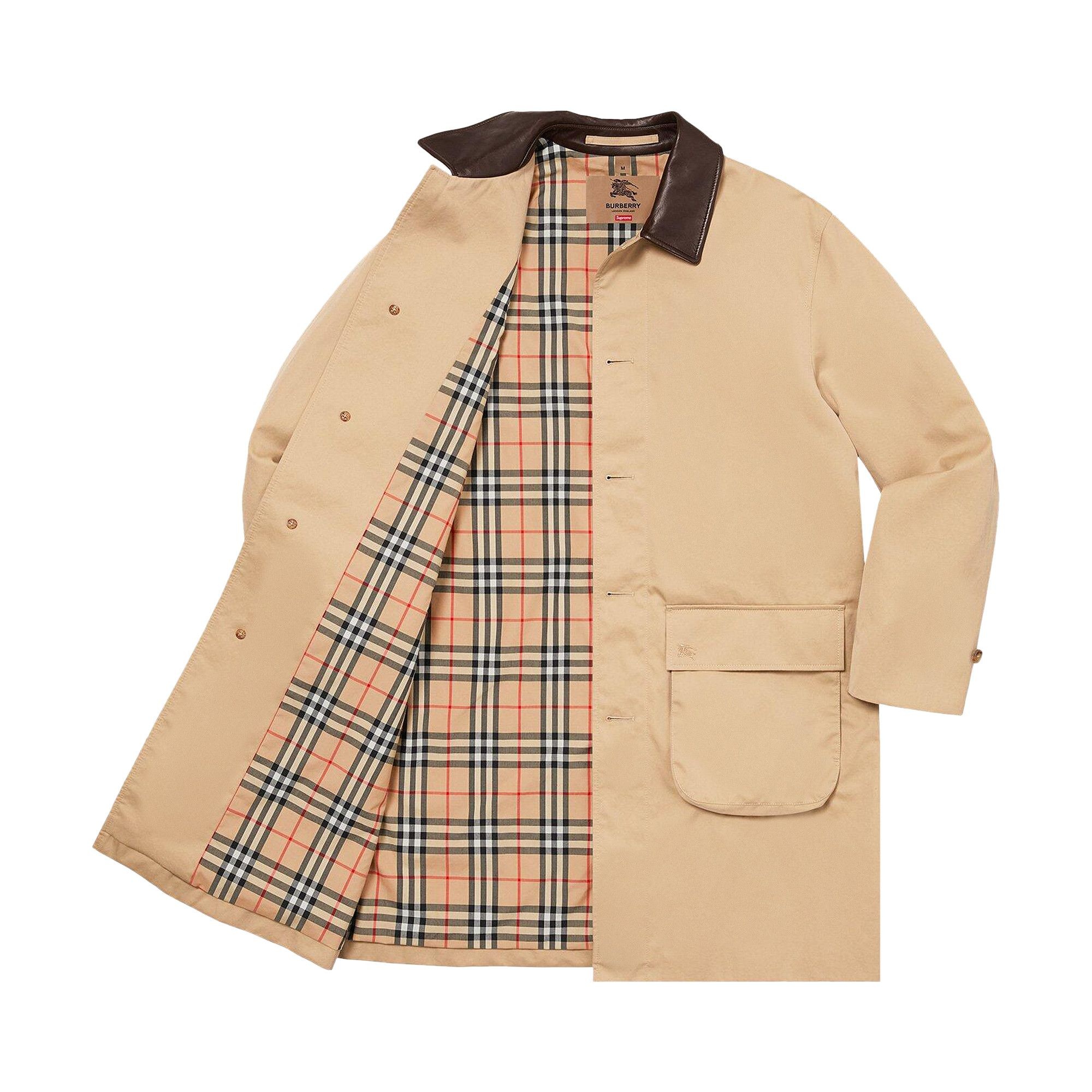 Supreme x Burberry Leather Collar Trench 'Beige' - 3