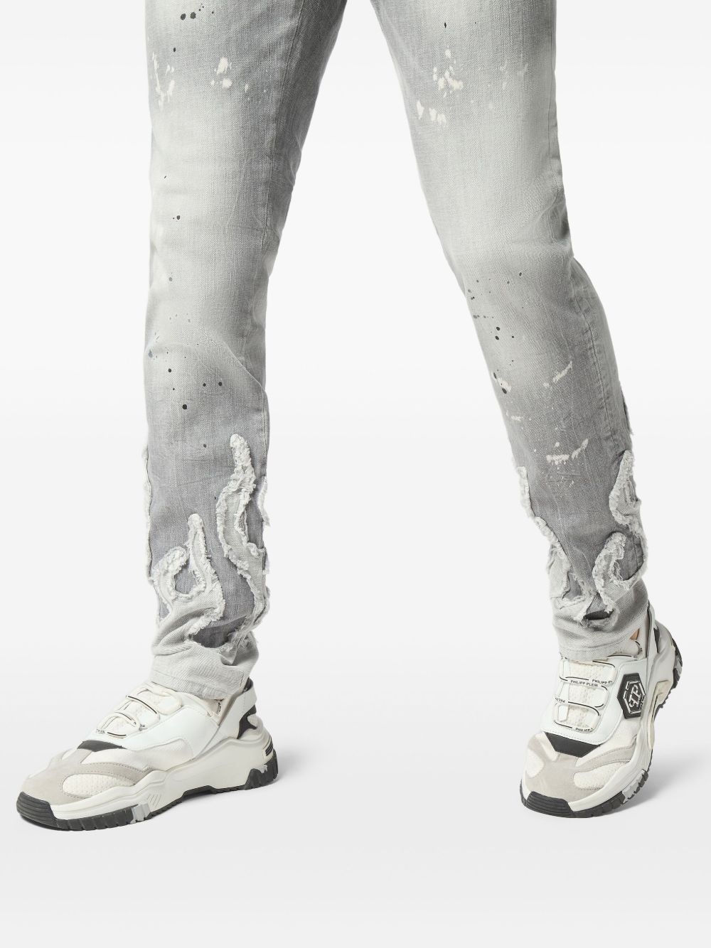flame-appliqué straight-leg jeans - 4