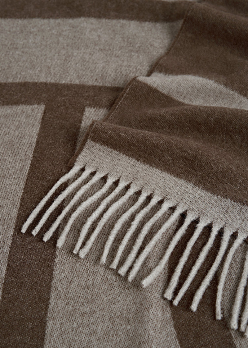 Monogram jacquard wool scarf dark beige 4