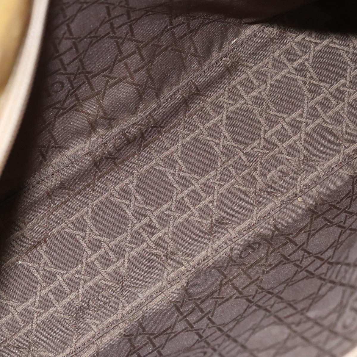 DIOR Canage Hand Bag Nylon Beige Silver - 11