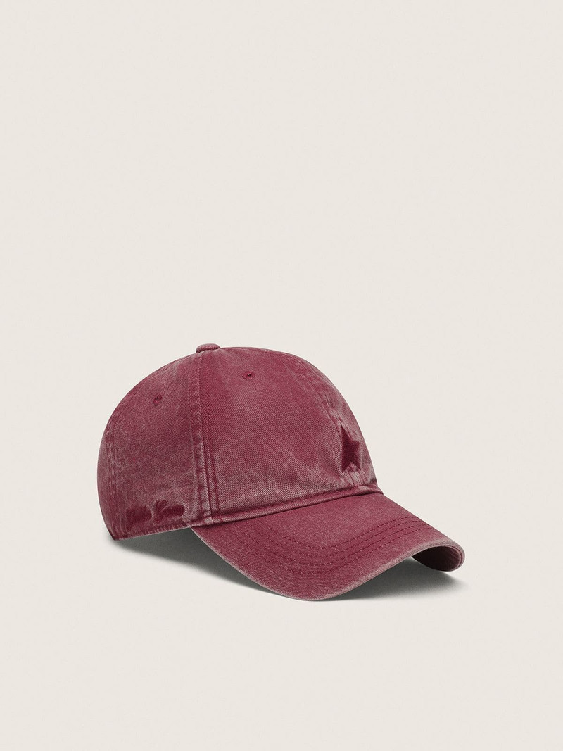 Golden Goose Burgundy baseball cap with tone-on-tone embroidered star outlook