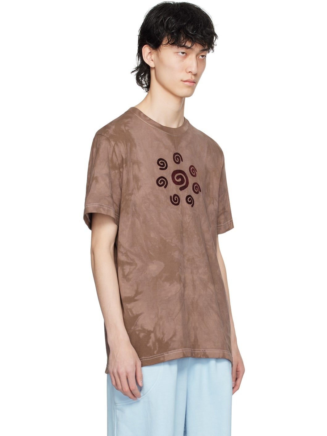 Brown Flocked Spiral T-Shirt - 2