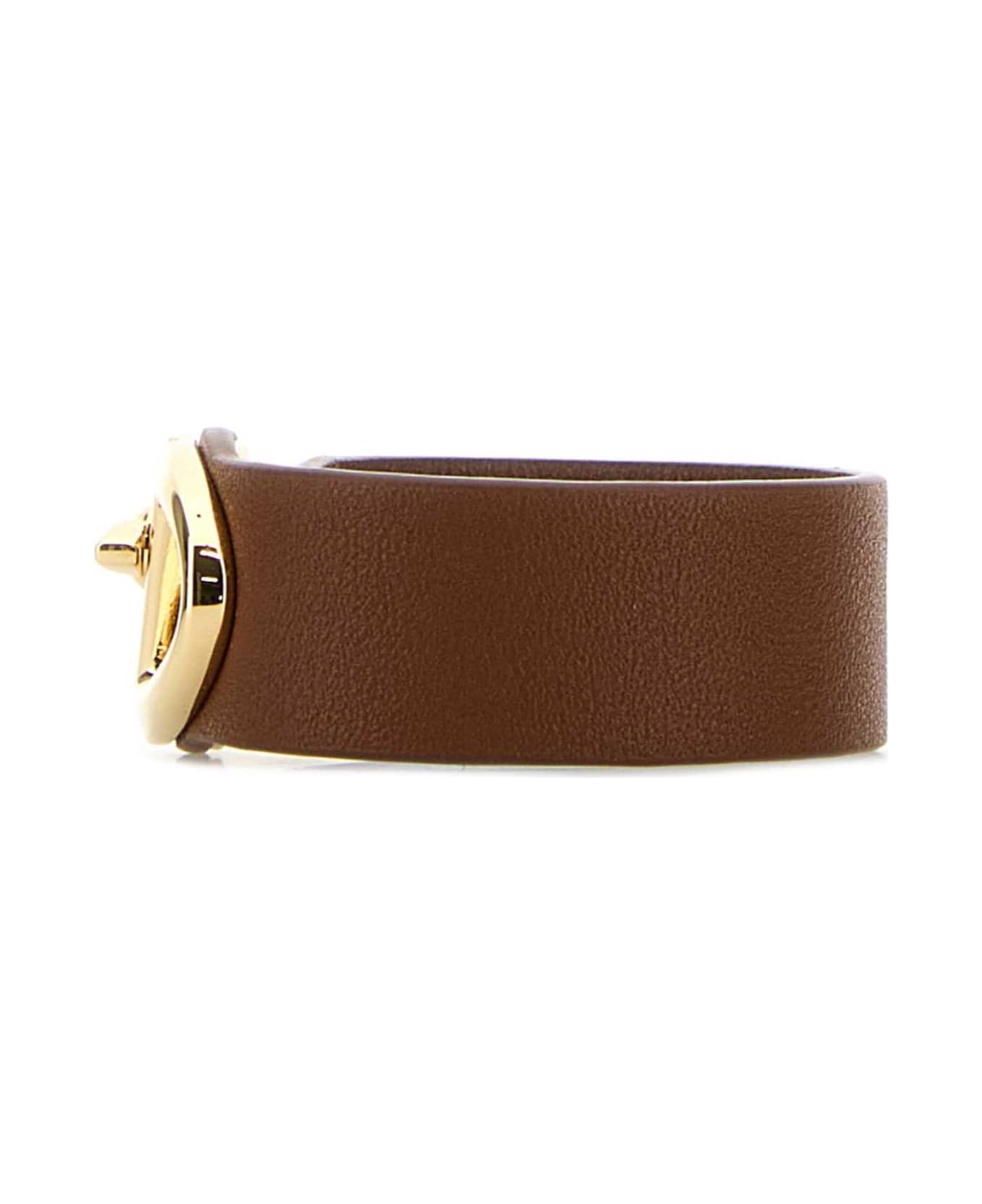 Brown Leather Vlogo Bracelet - 2