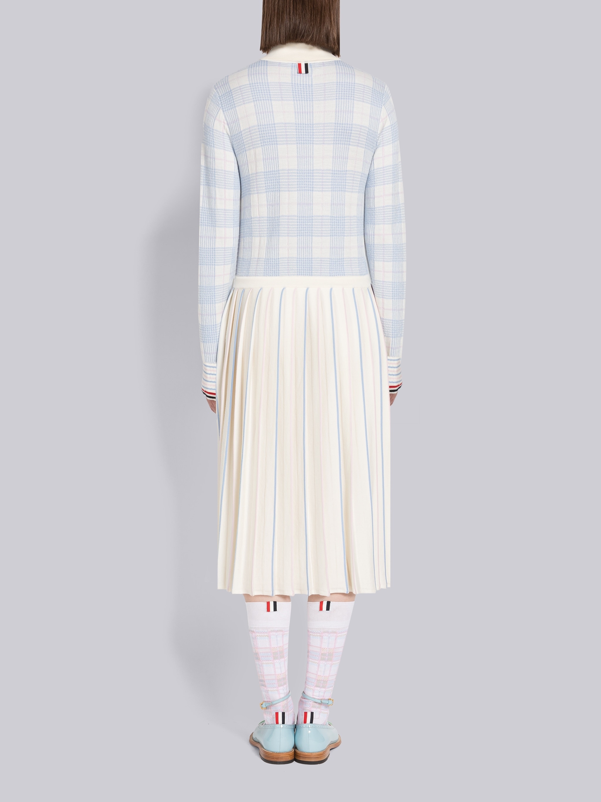 Hairline Check Merino Scalloped Dress - 3