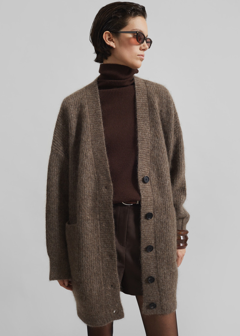 Ruhr Oversized Mohair Cardigan - Brown 4