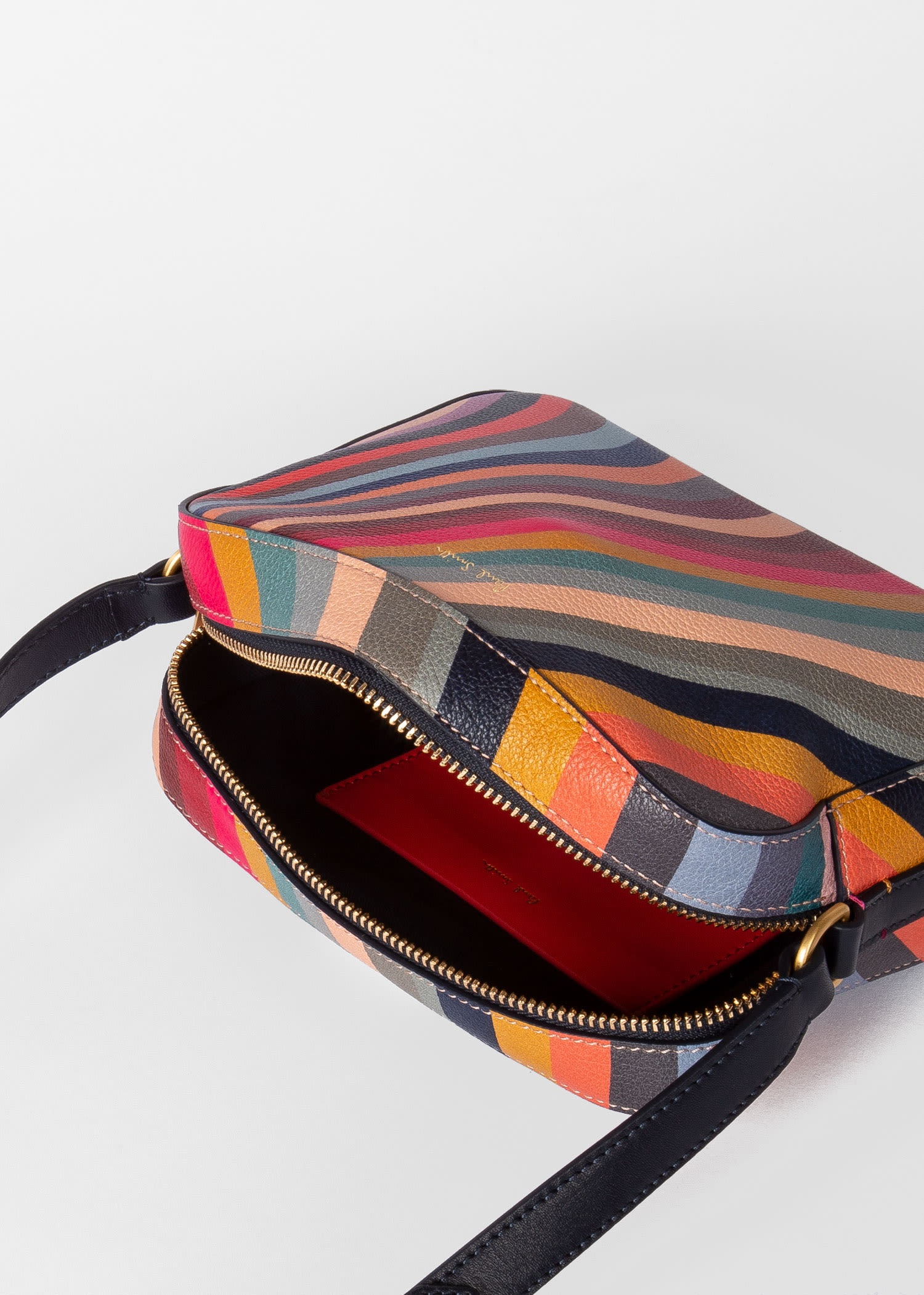 Paul Smith Swirl Striped Leather Backpack in Red