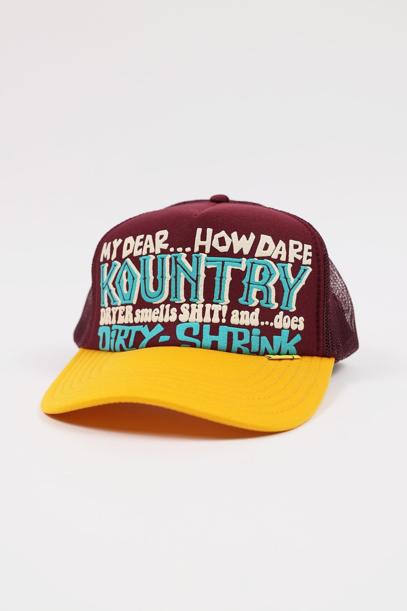 KOUNTRY DIRTY SHRINK TRUCKER CAP - BURGUNDY X GOLD 1
