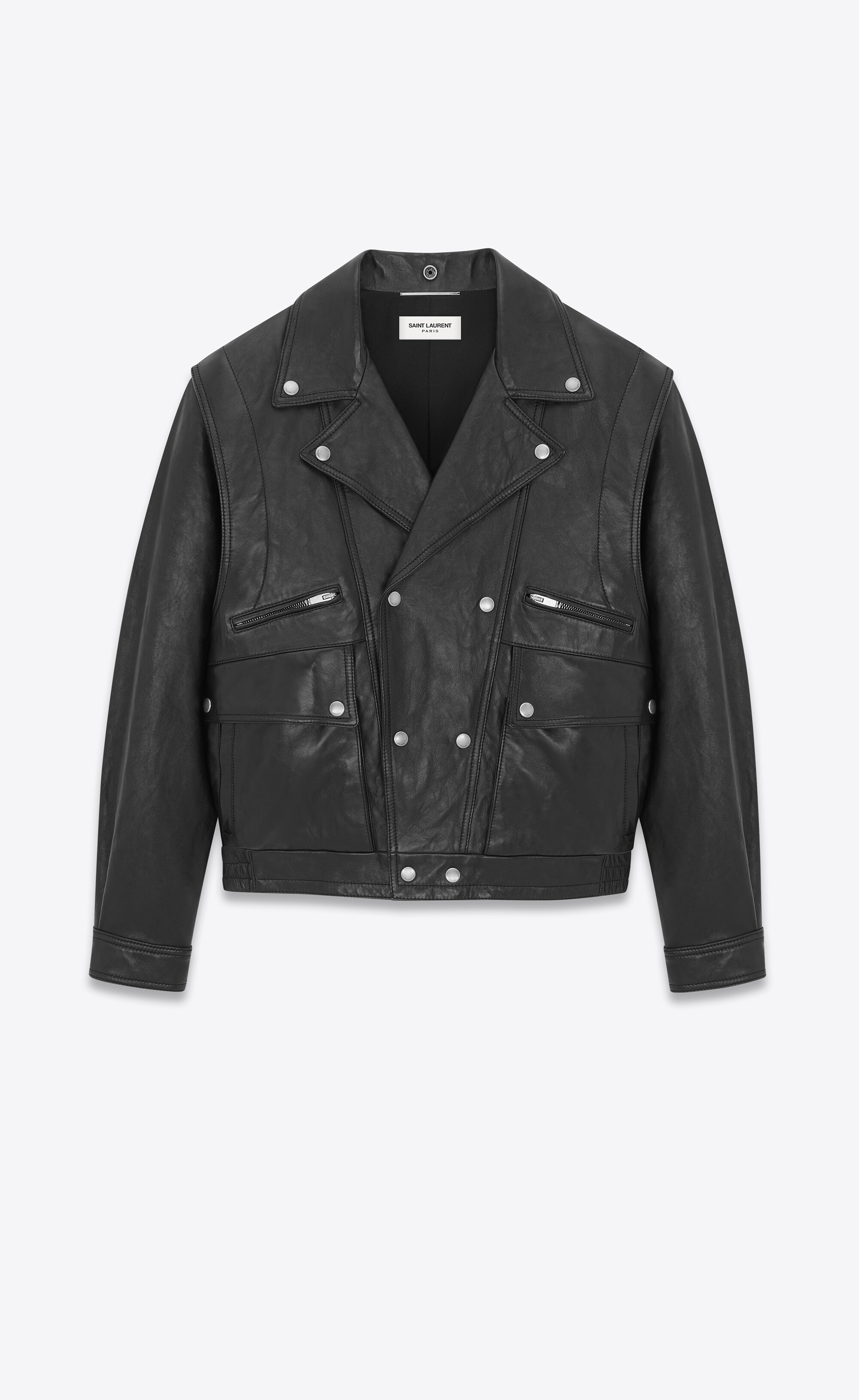biker jacket in vintage crinkled lambskin - 1