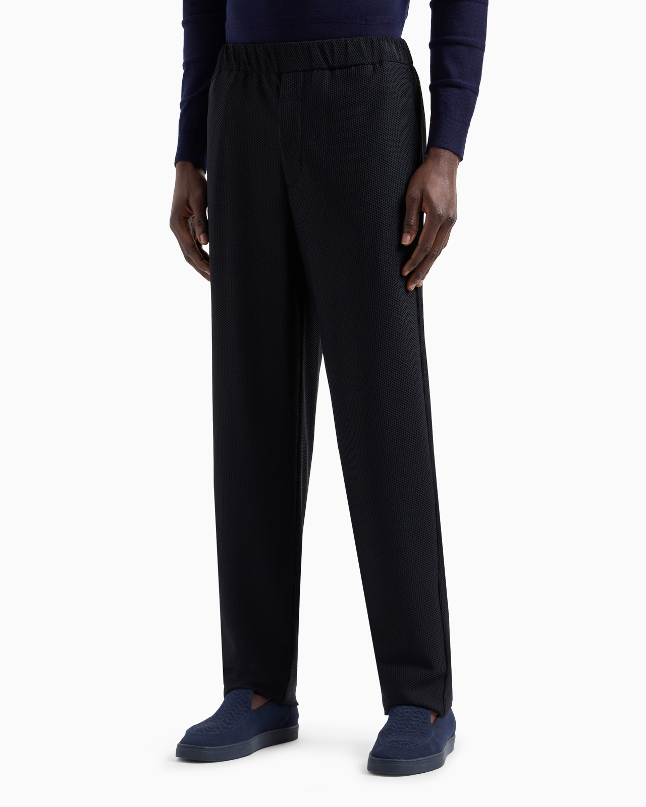 Technical waffle flat-front trousers - 4