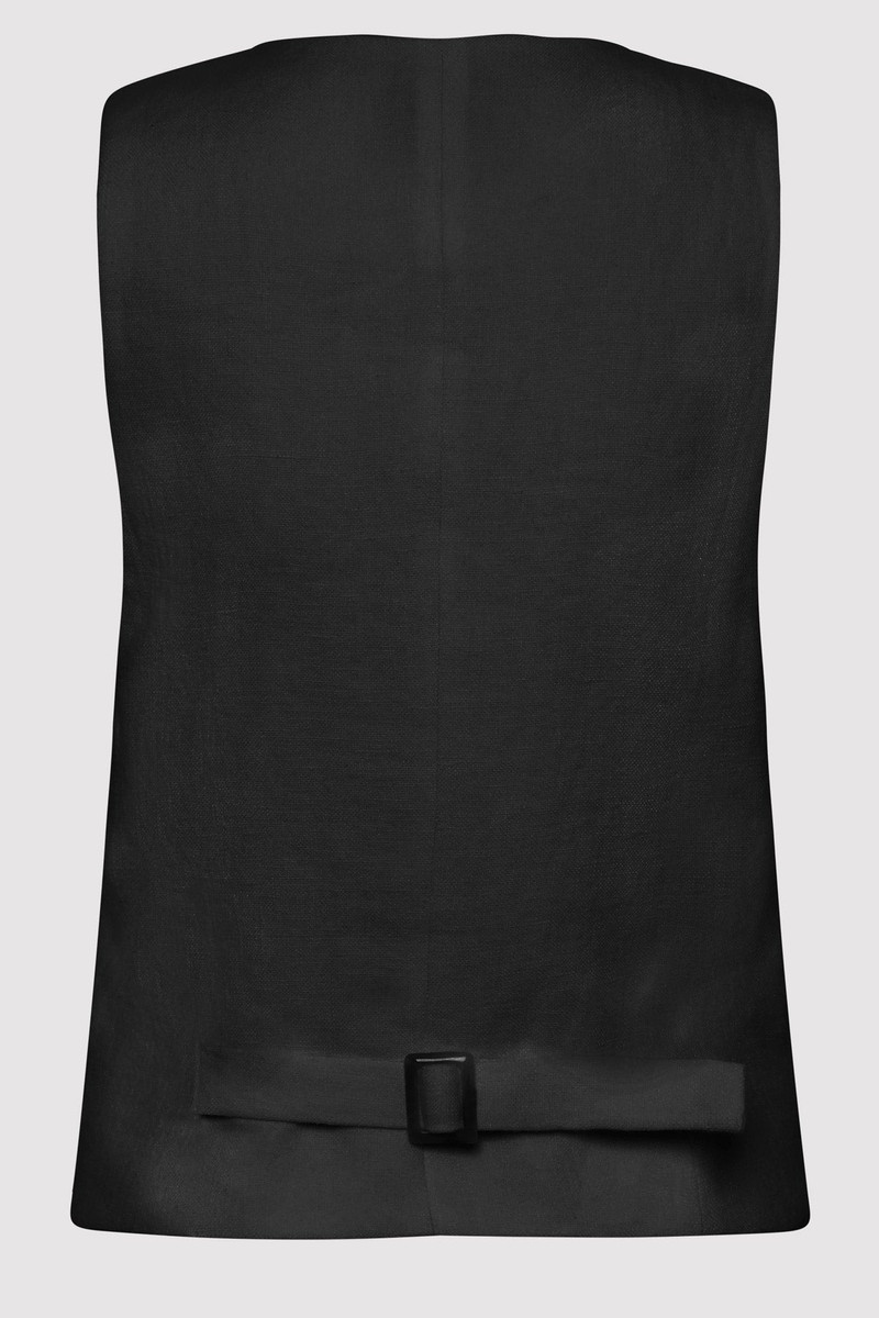 ST. AGNI Tailored Linen Vest - Black outlook