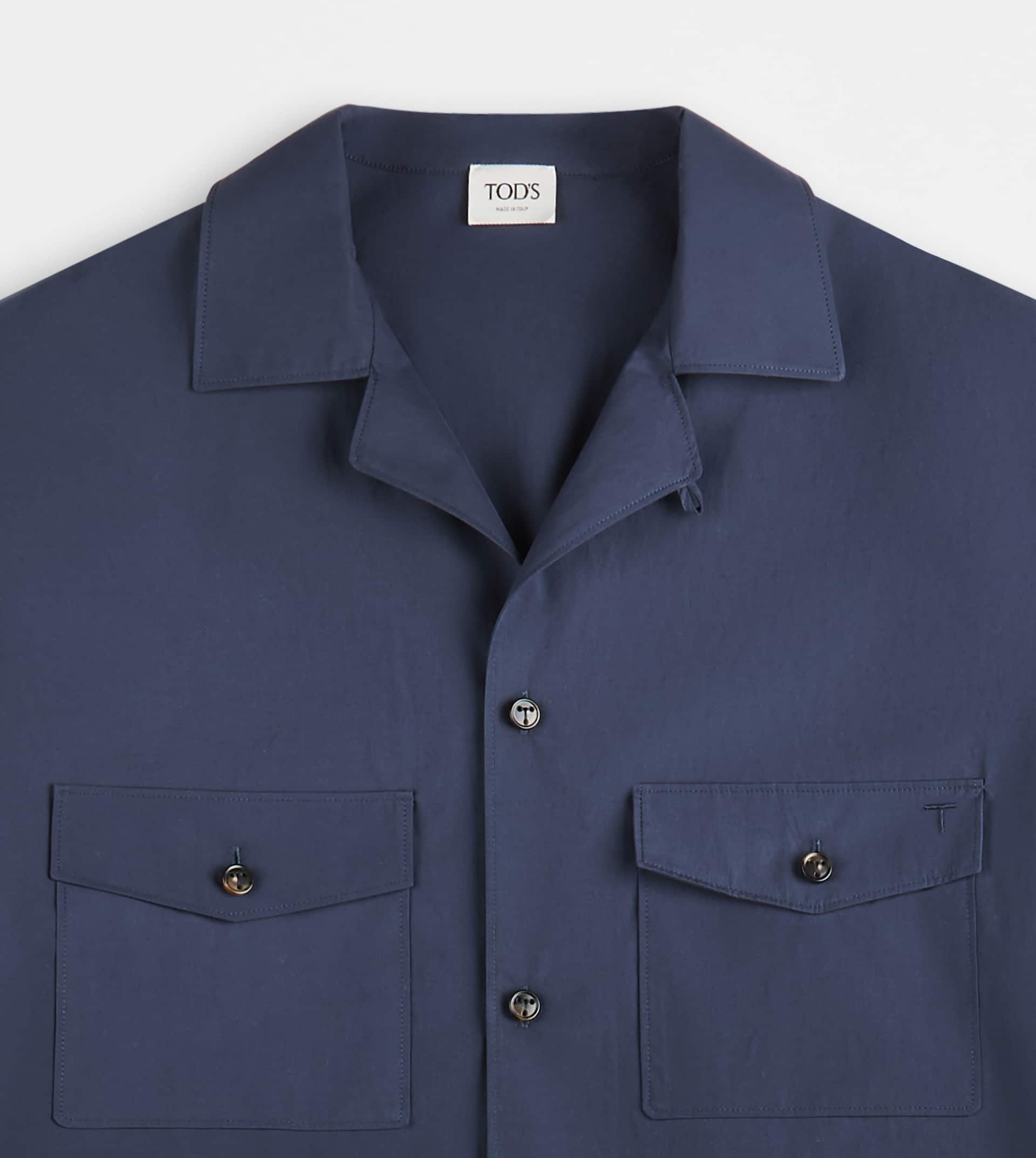 SHIRT IN RESIN-COATED POPLIN - BLUE - 3