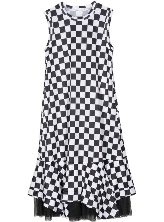 Sleeveless Check Pattern Dress - 1