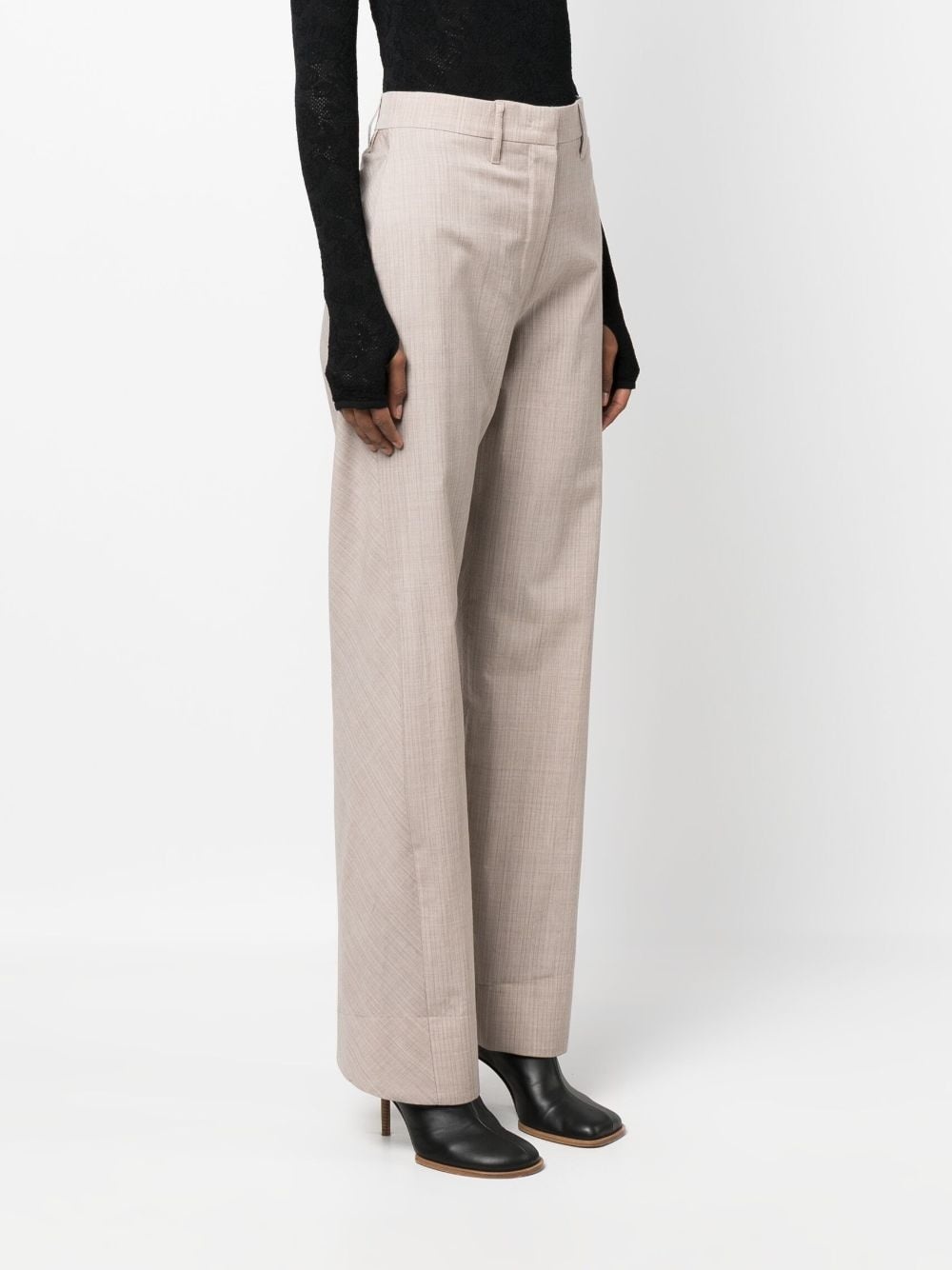 mÃ©lange-effect straight-leg wool trousers - 3