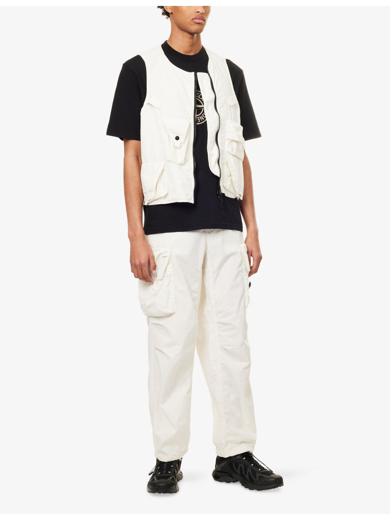 Stone Island Compass-Badge Ripstop Utility Zip-Up Cotton-Blend Vest outlook