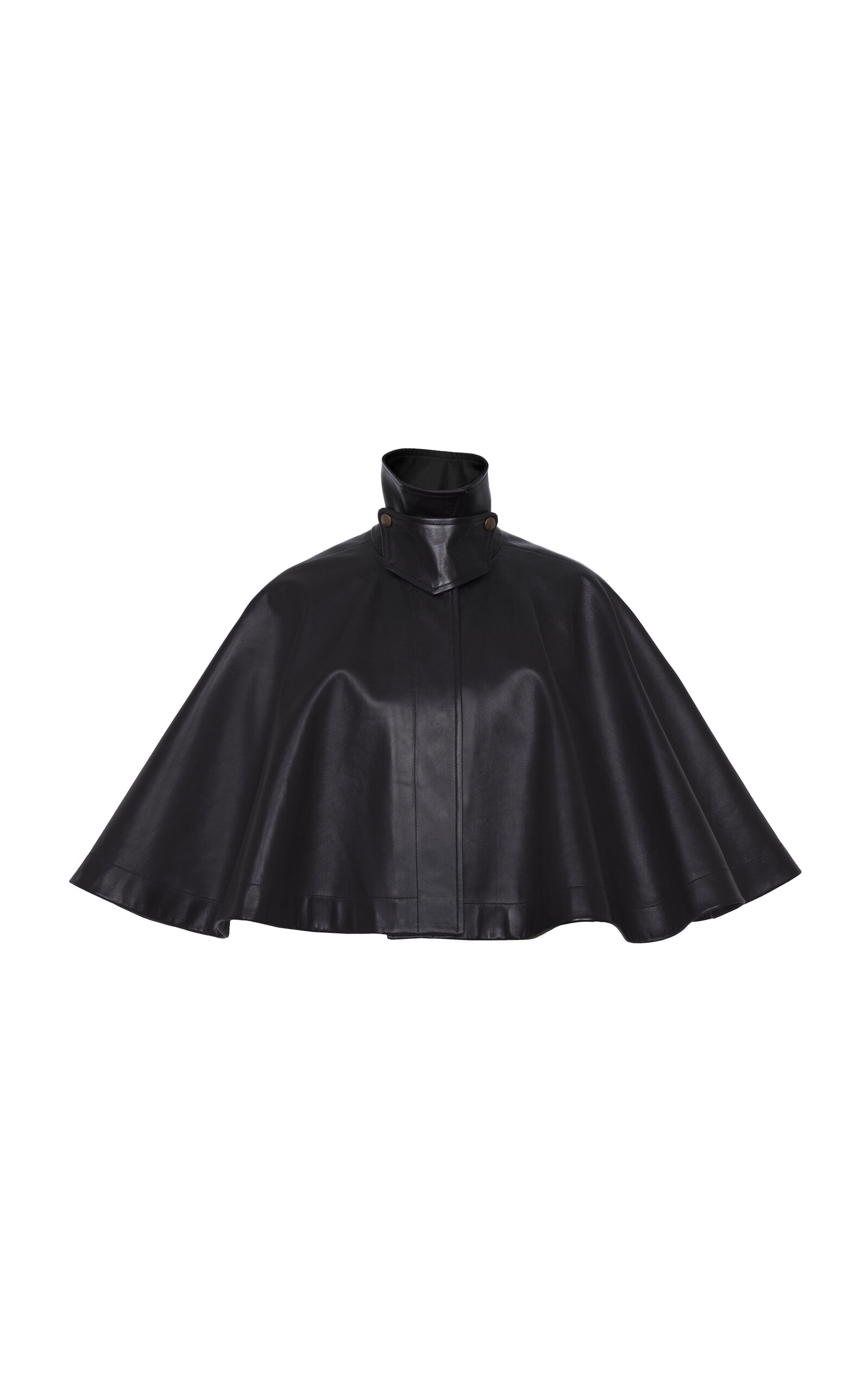 High Neck Nappa Leather Capelet black - 1