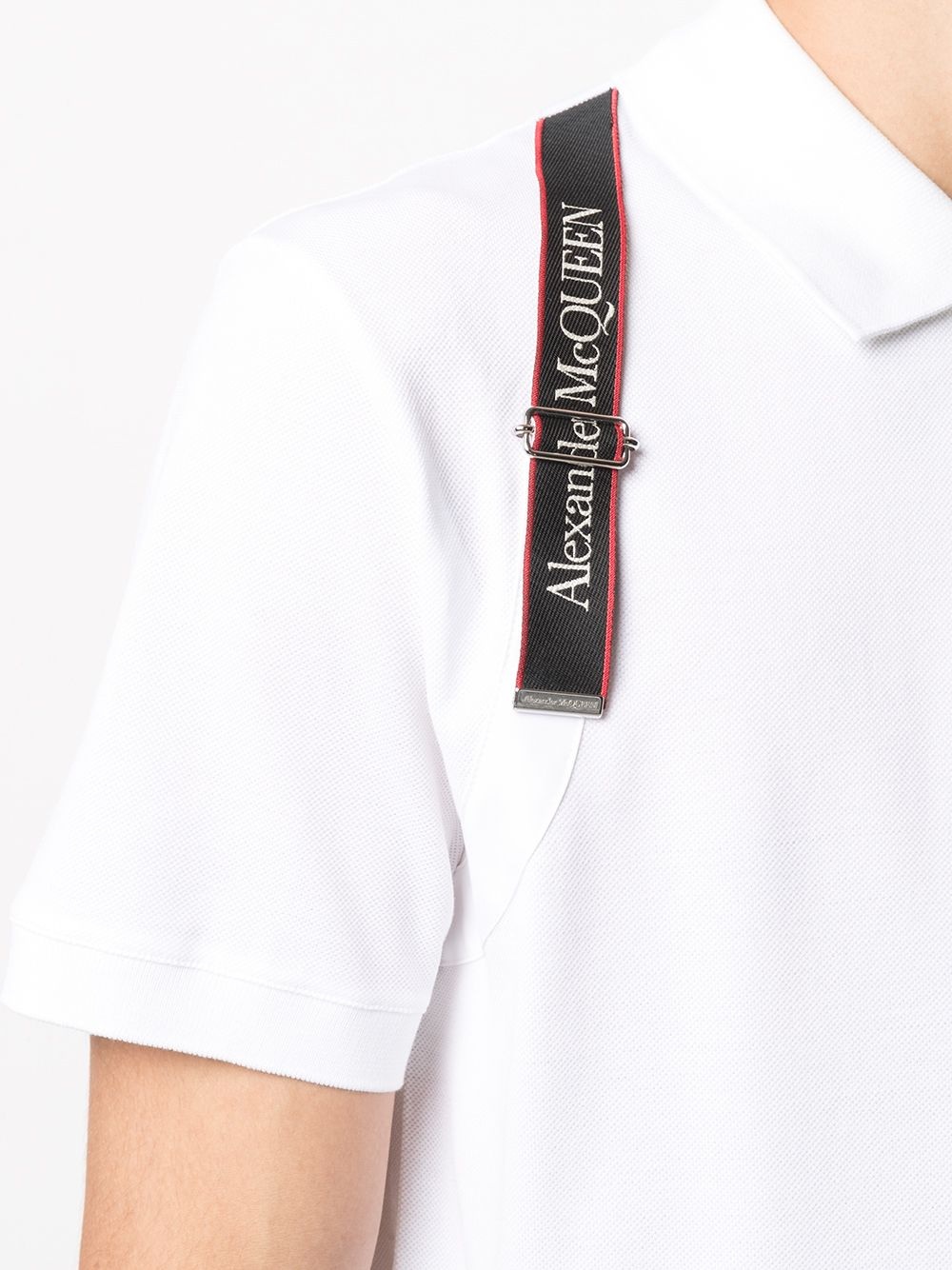 logo-strap pique polo shirt - 5