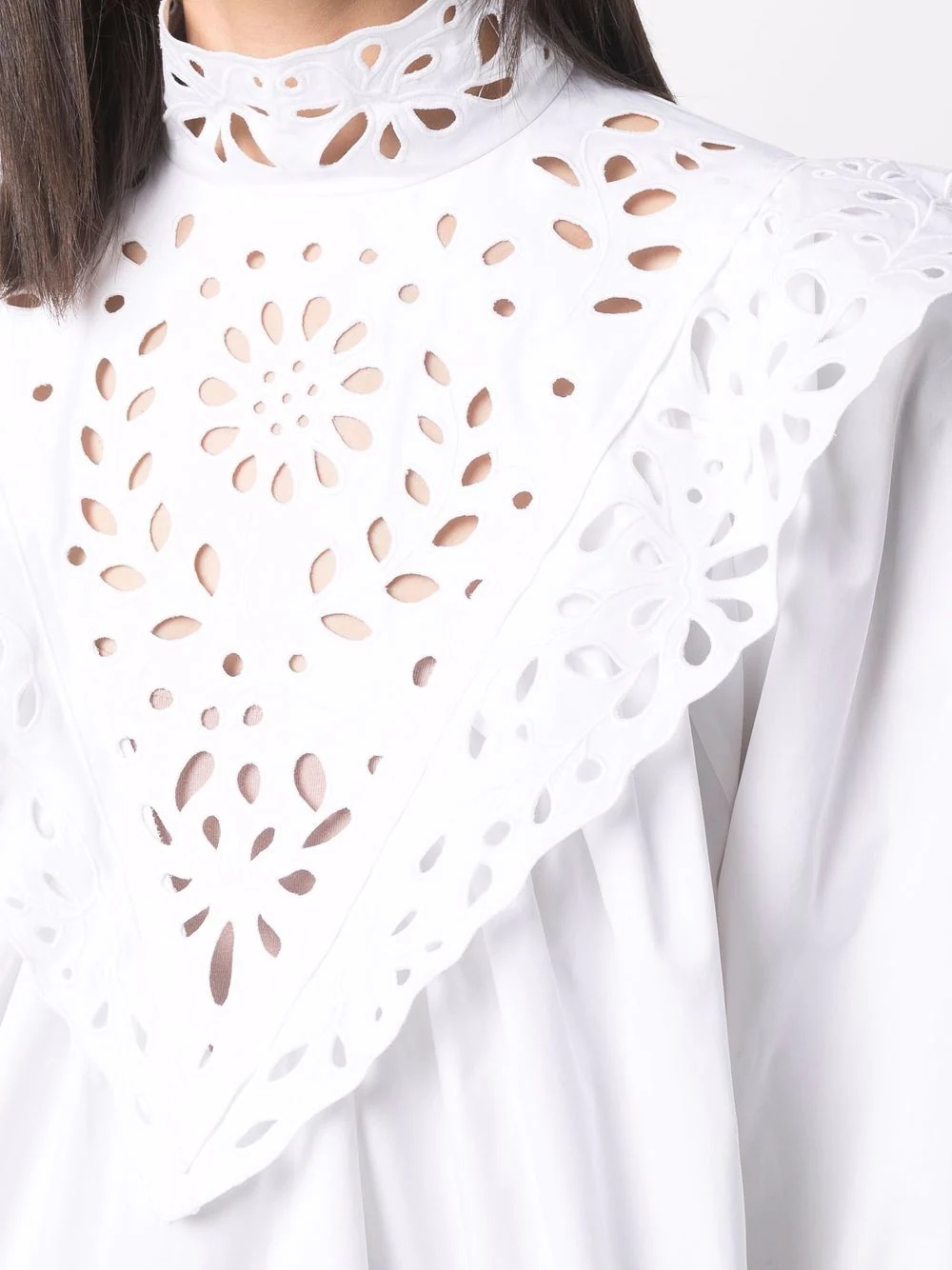 high-neck broderie anglaise blouse - 5