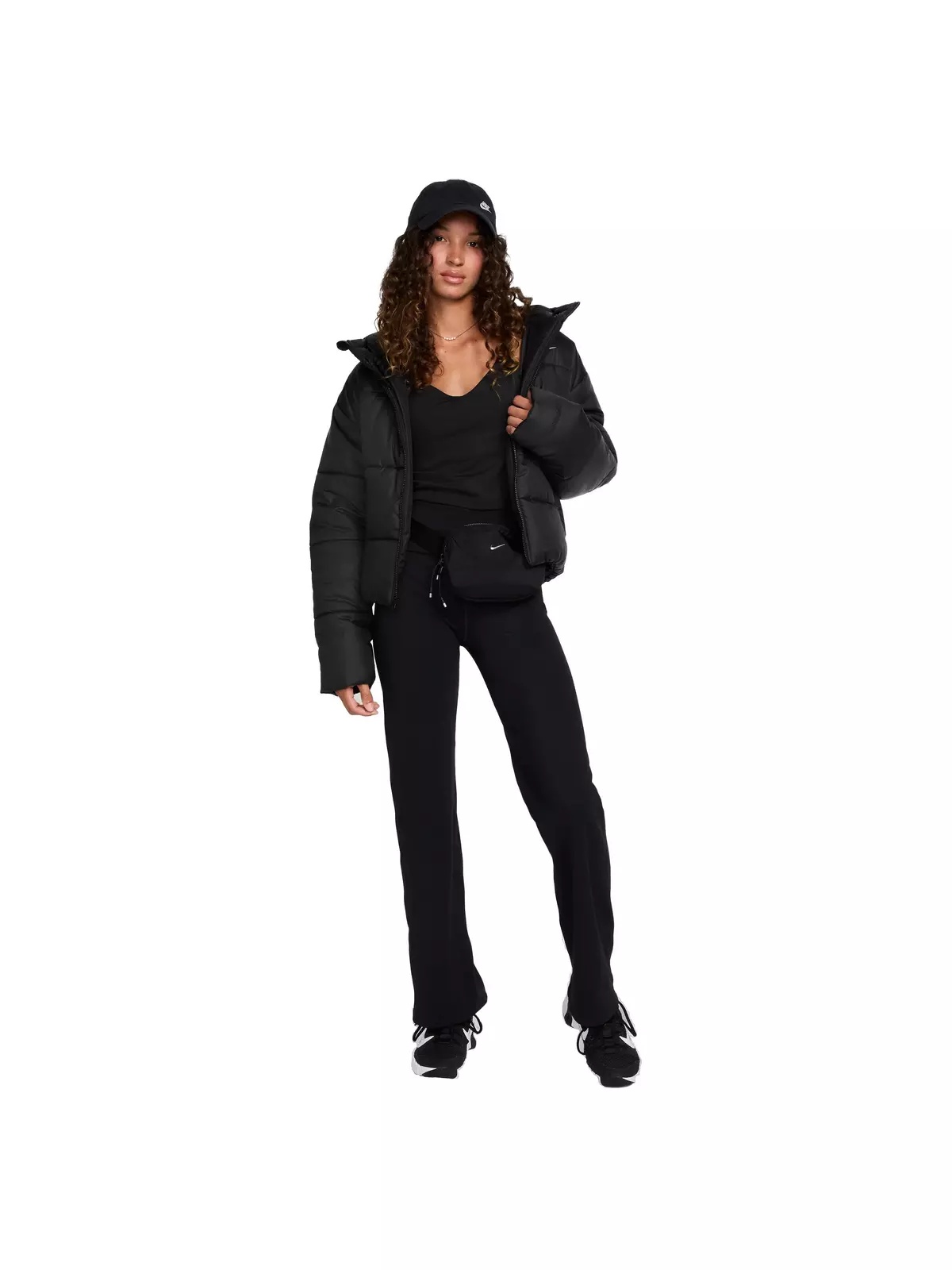 One Women's Dri-FIT High-Waisted Fold-Over Pants -Black - 7