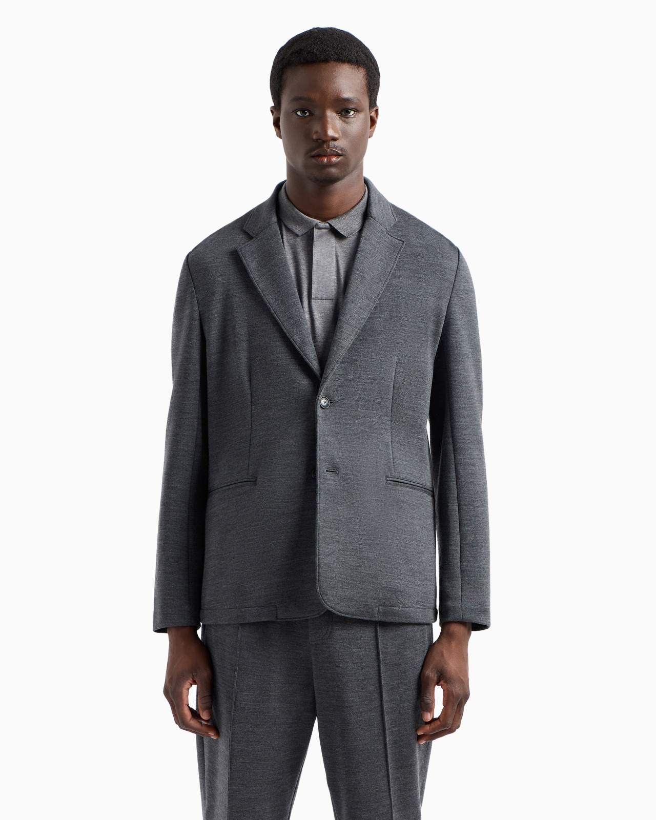 Travel Essentials single-breasted jacket in virgin wool-blend jersey - 2