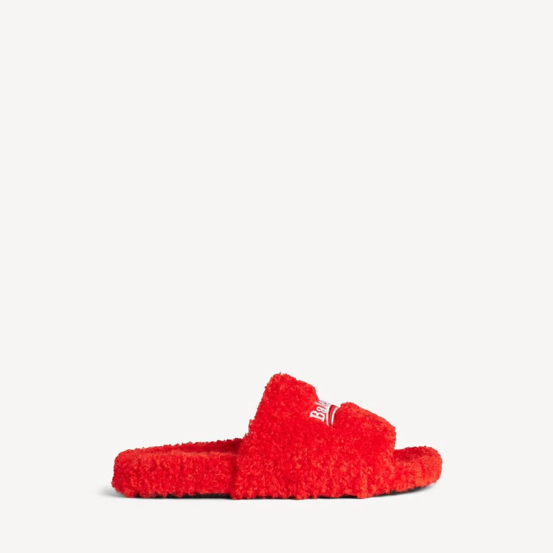 Men's Furry Slide Sandal in Pop Orange/white/red - 1
