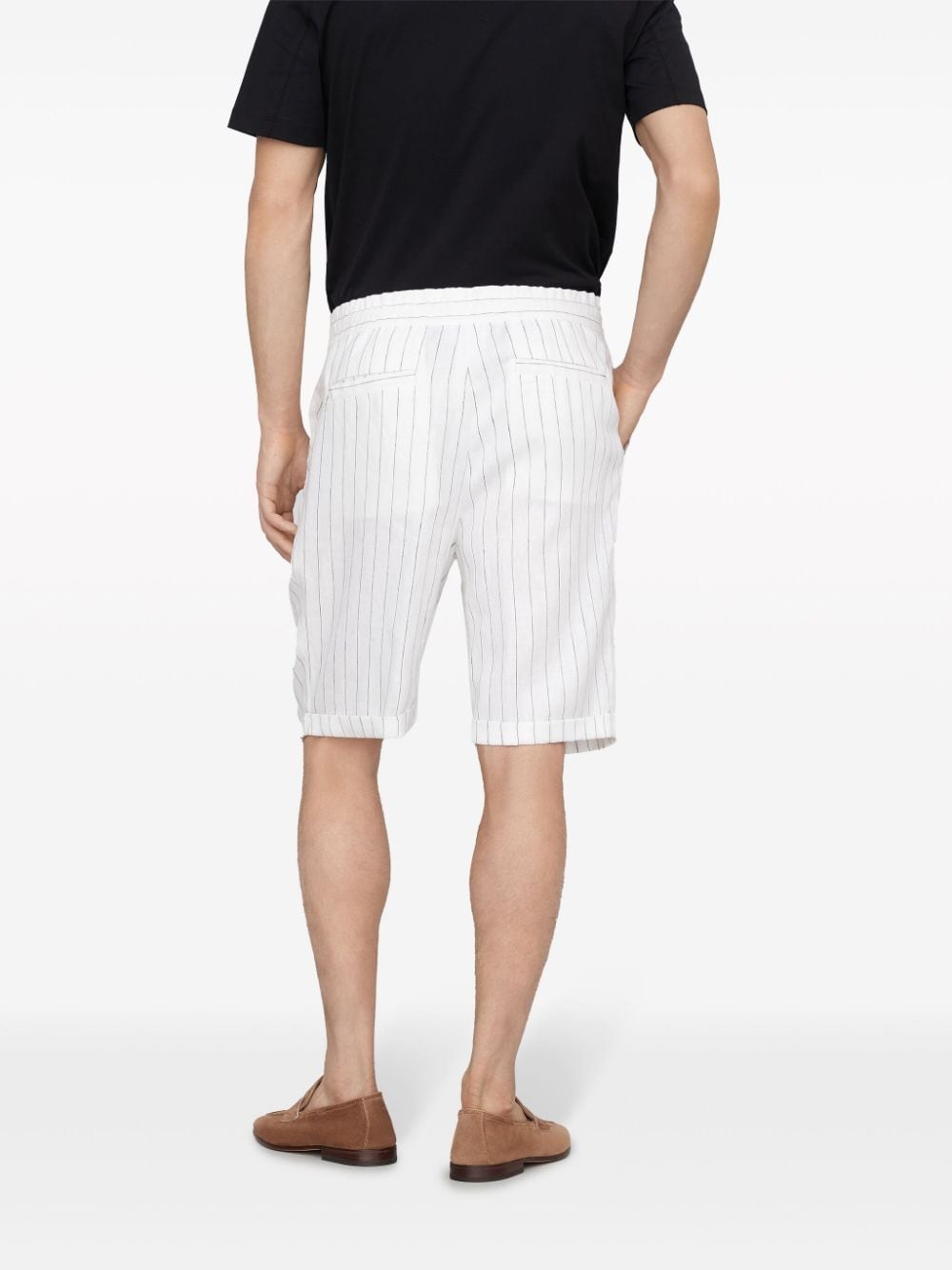 striped linen shorts - 4