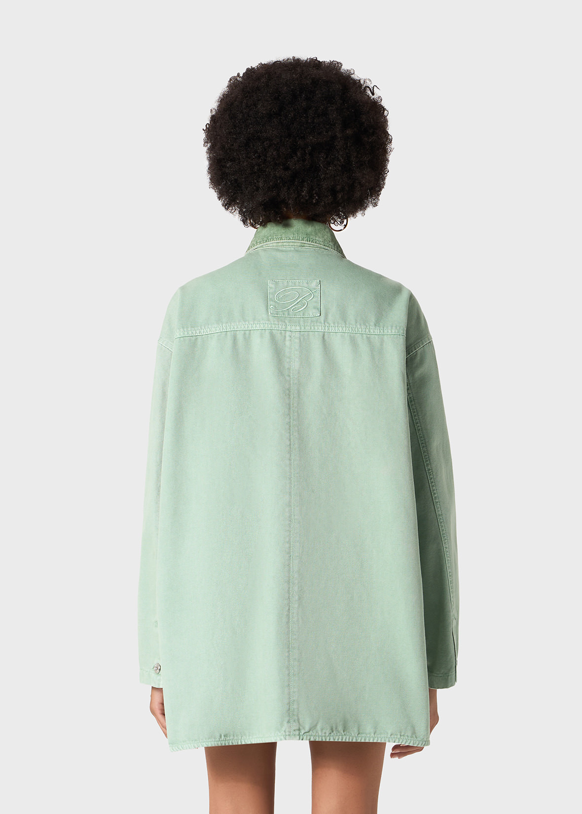 COTTON JACKET WITH BLUMARINE RHINESTONE LOGO - 4