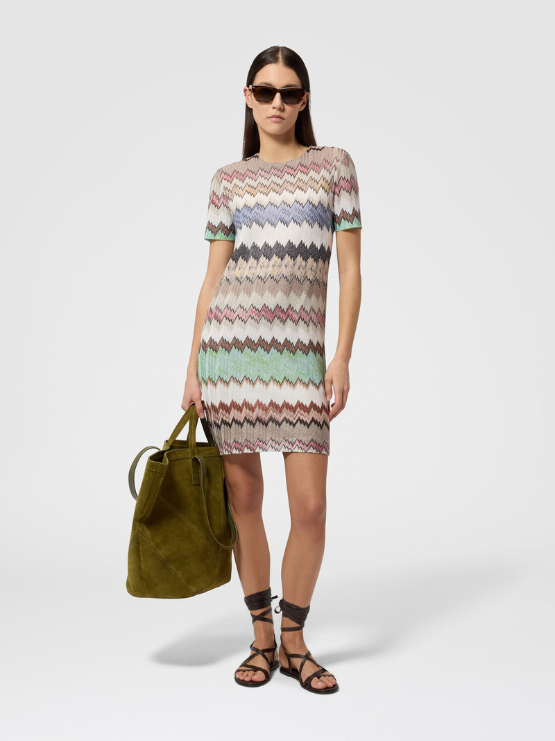 Missoni Short-Sleeve Viscose Lamé Mini Dress outlook