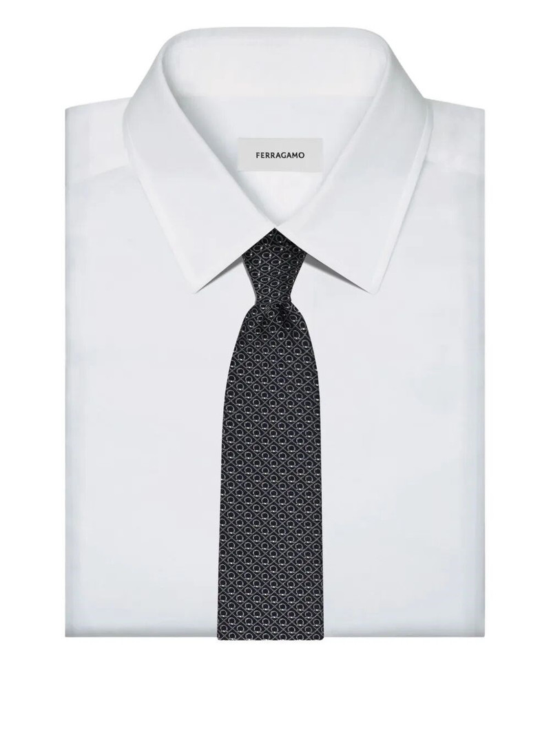 FERRAGAMO BIELLA SILK JACQUARD TIE WITH GANCINI PATTERN outlook