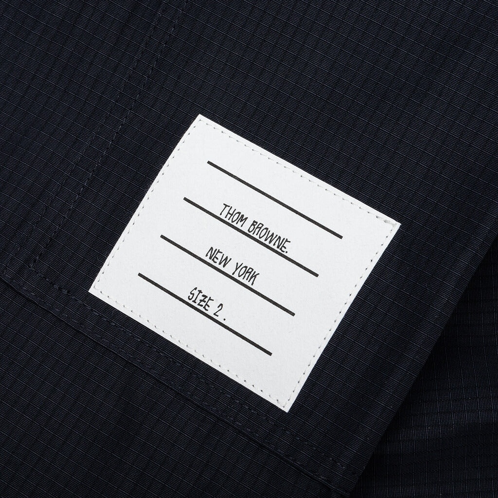 THOM BROWNE RIPSTOP ZIP POCKET MID THIGH SHORTS - NAVY - 4