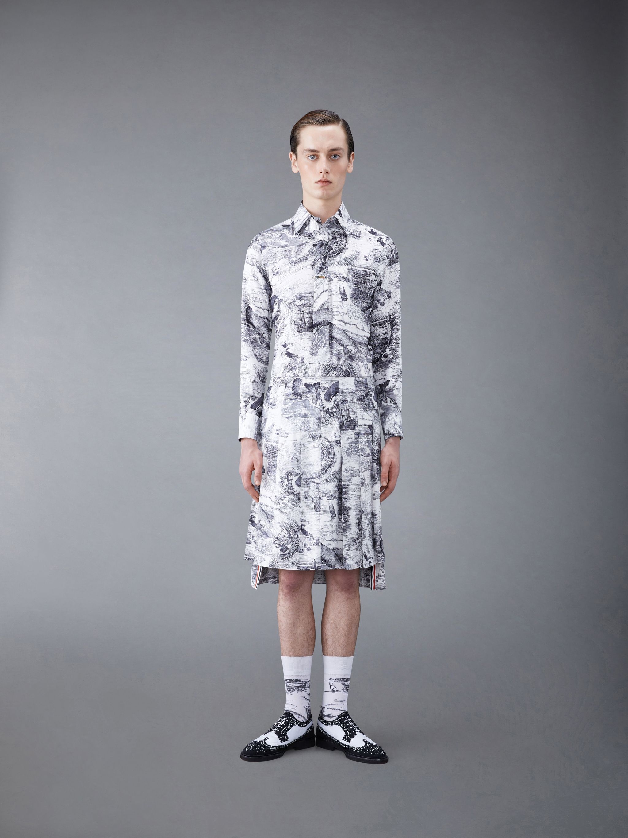 Nautical Toile Silk Twill Classic Fit Shirt - 4