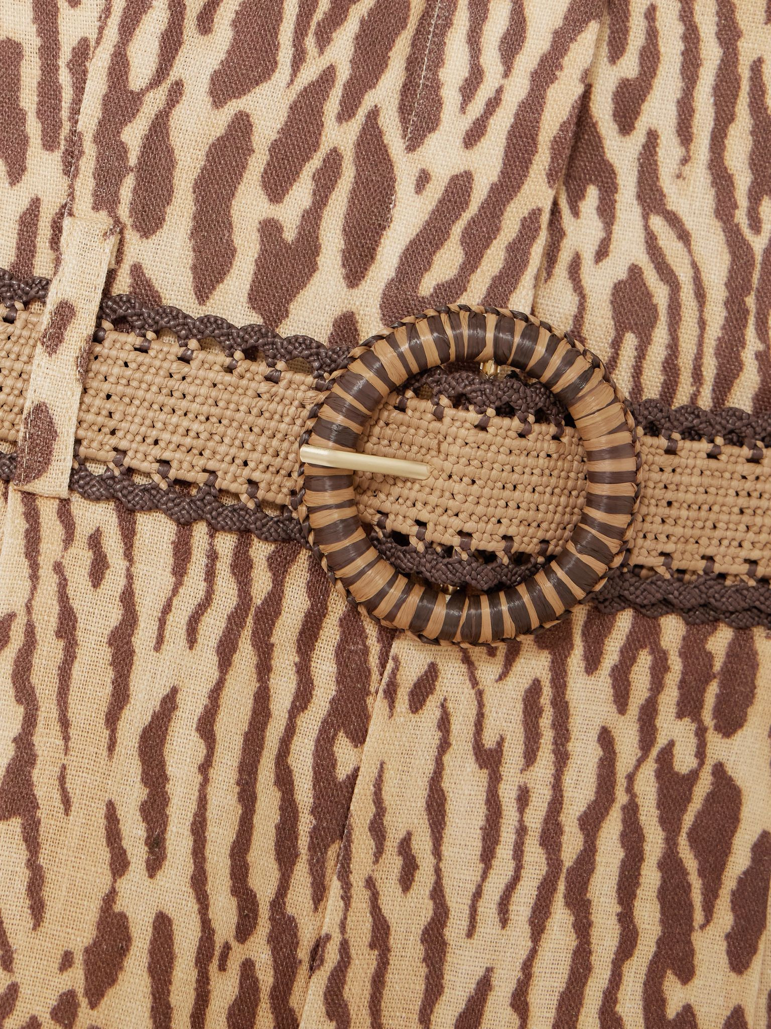 Cascadian belted pleated leopard-print linen playsuit Leopard print - 4