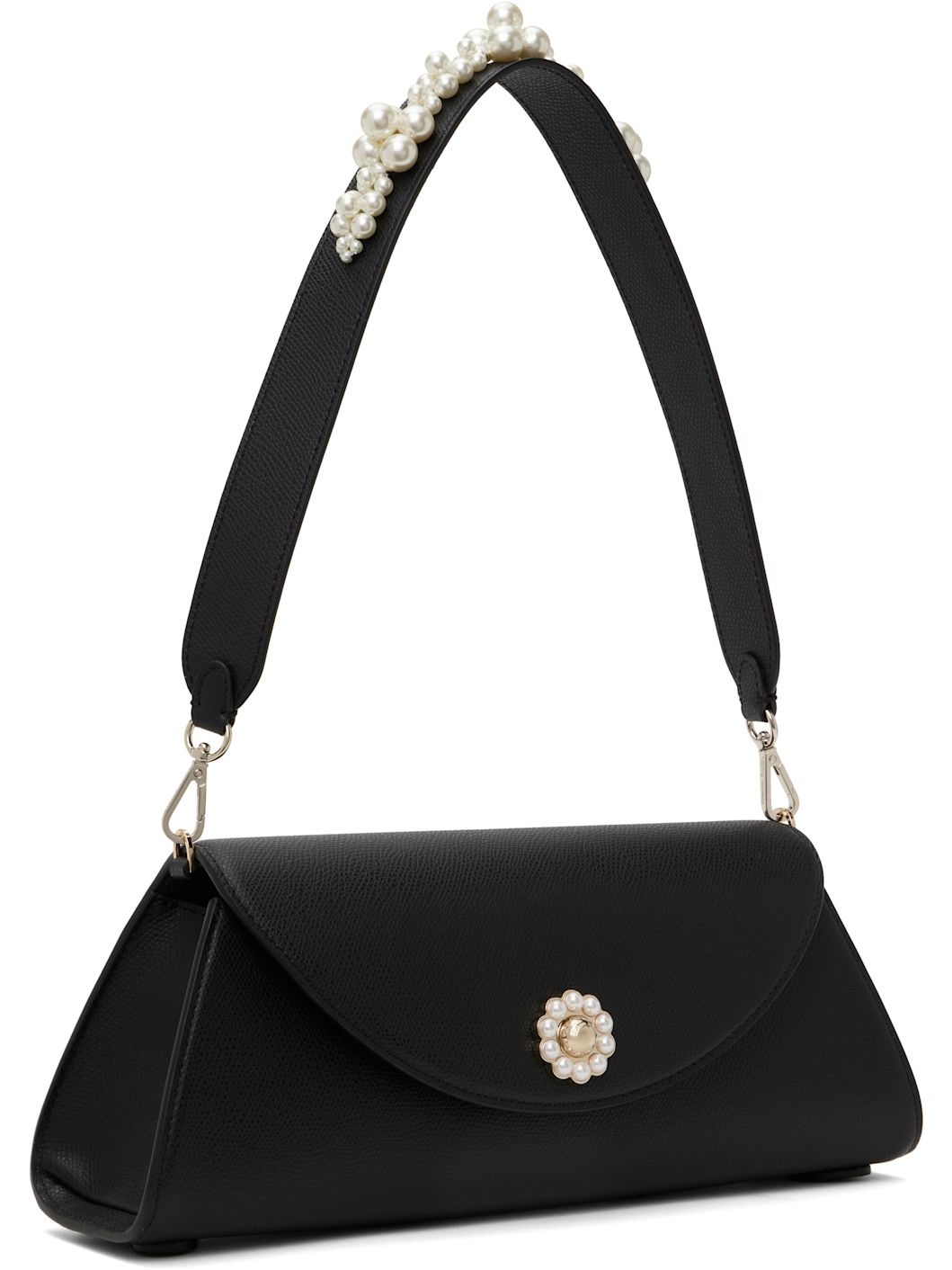 Black Beaded Long Pochette Valentine Bag - 2