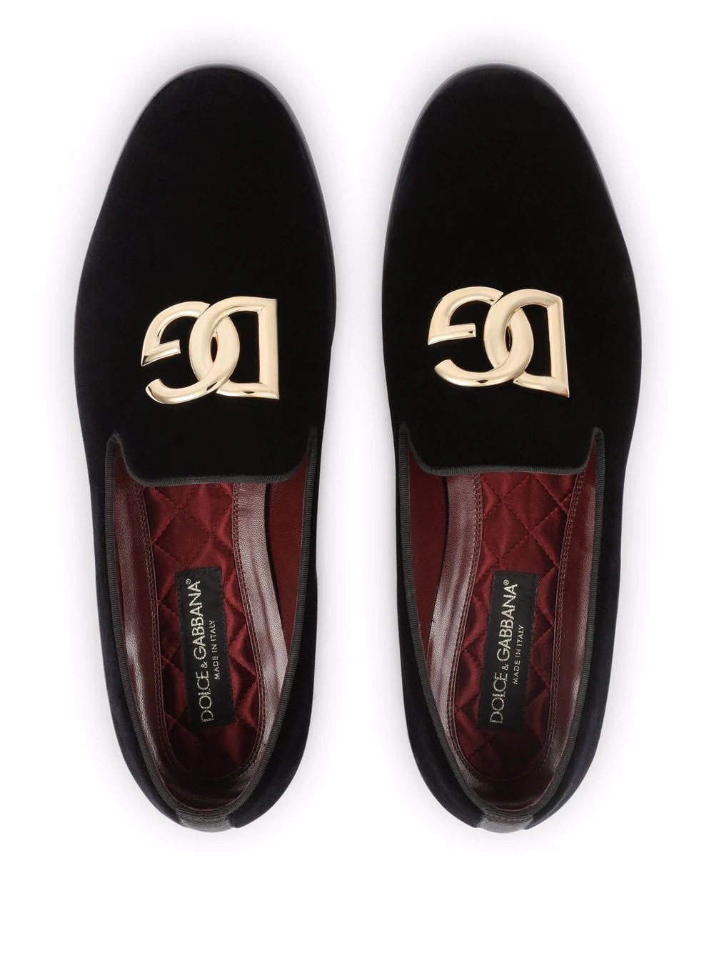 DG-plaque velvet slippers - 4