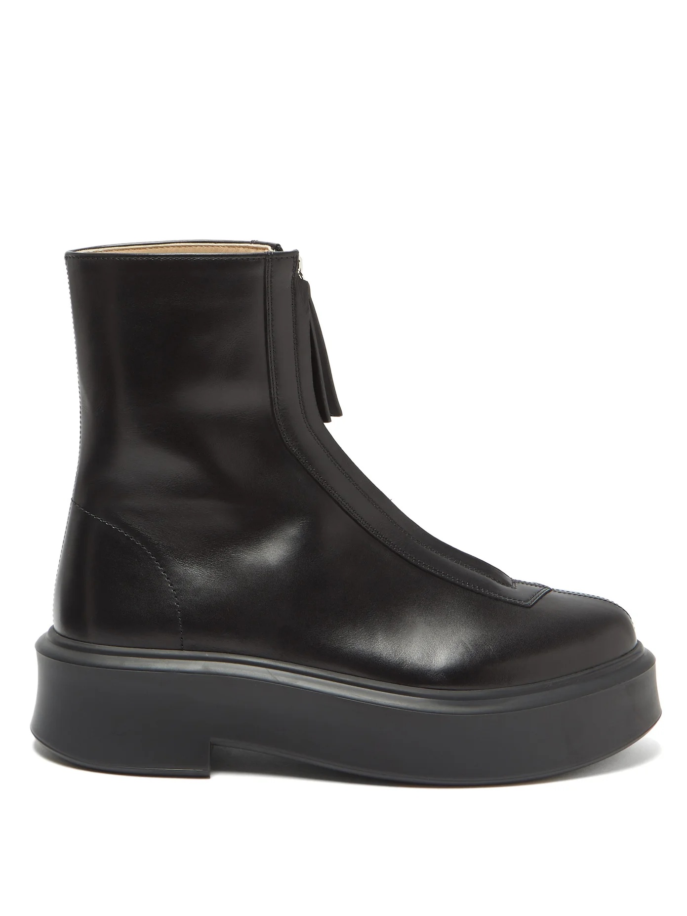 Zip-front leather ankle boots - 1