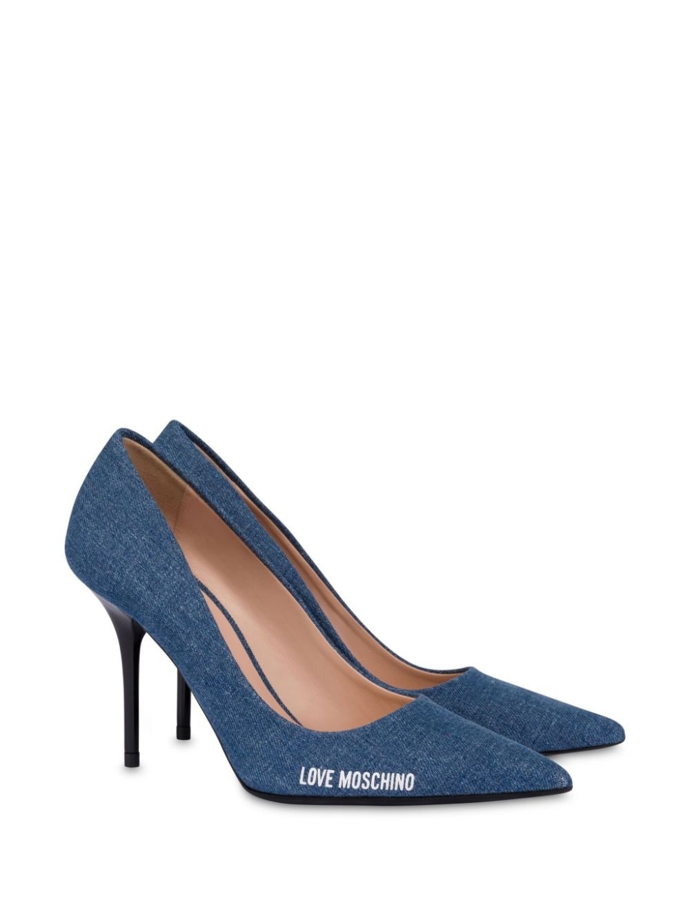 logo print denim pumps - 2