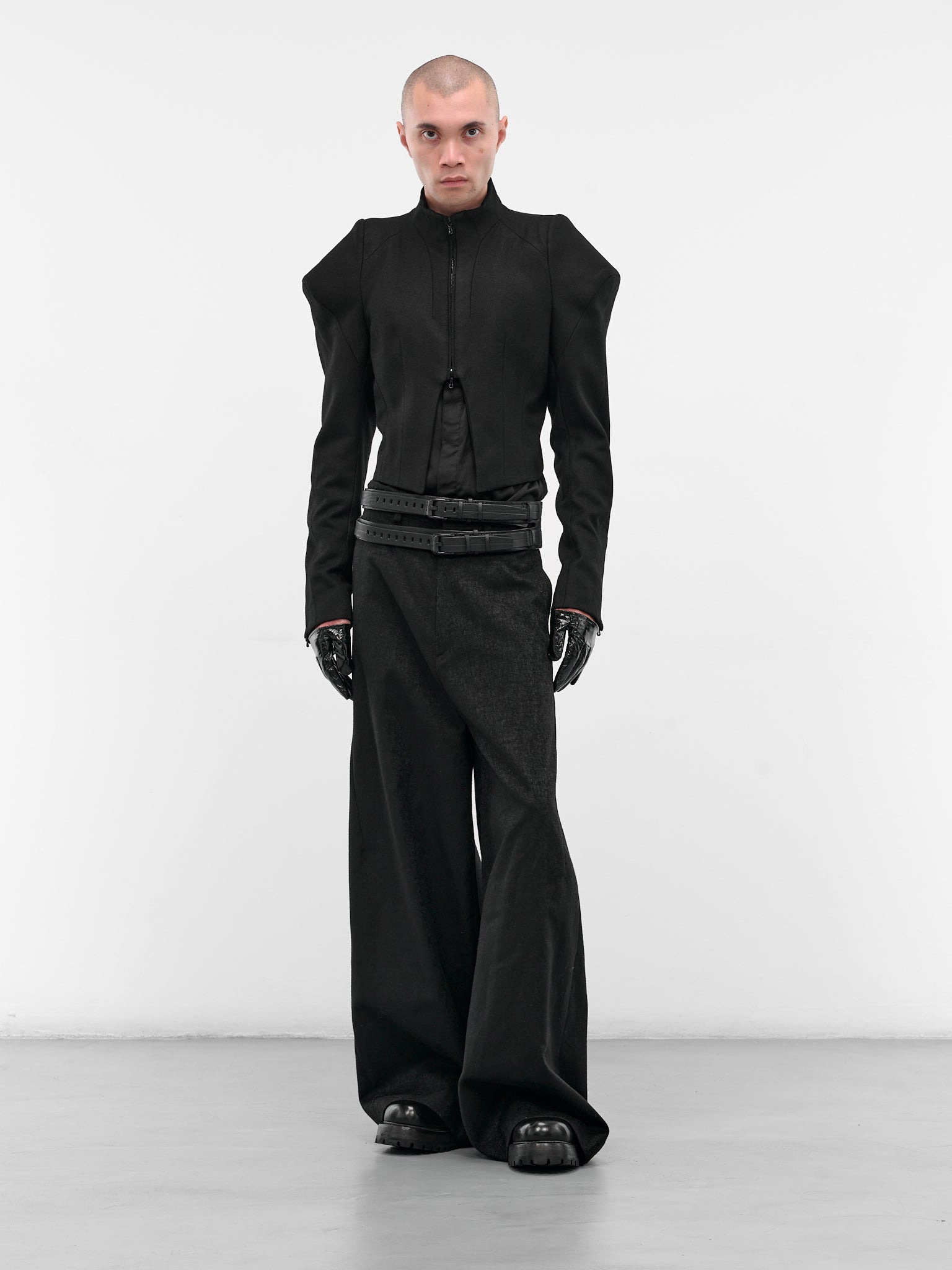Black Silk Button-Up Shirt - 6