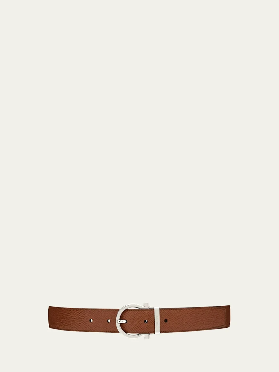 Men's Reversible Leather Gancio-Buckle Belt - 1