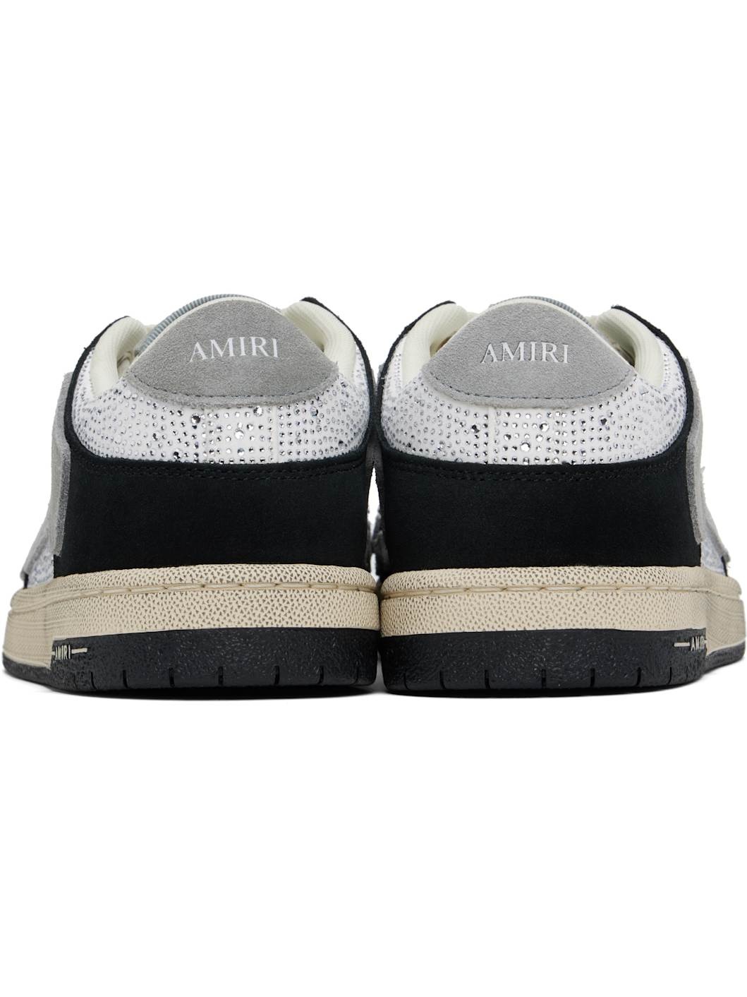 Black & White Crystal Skel-Top Low Sneakers - 2